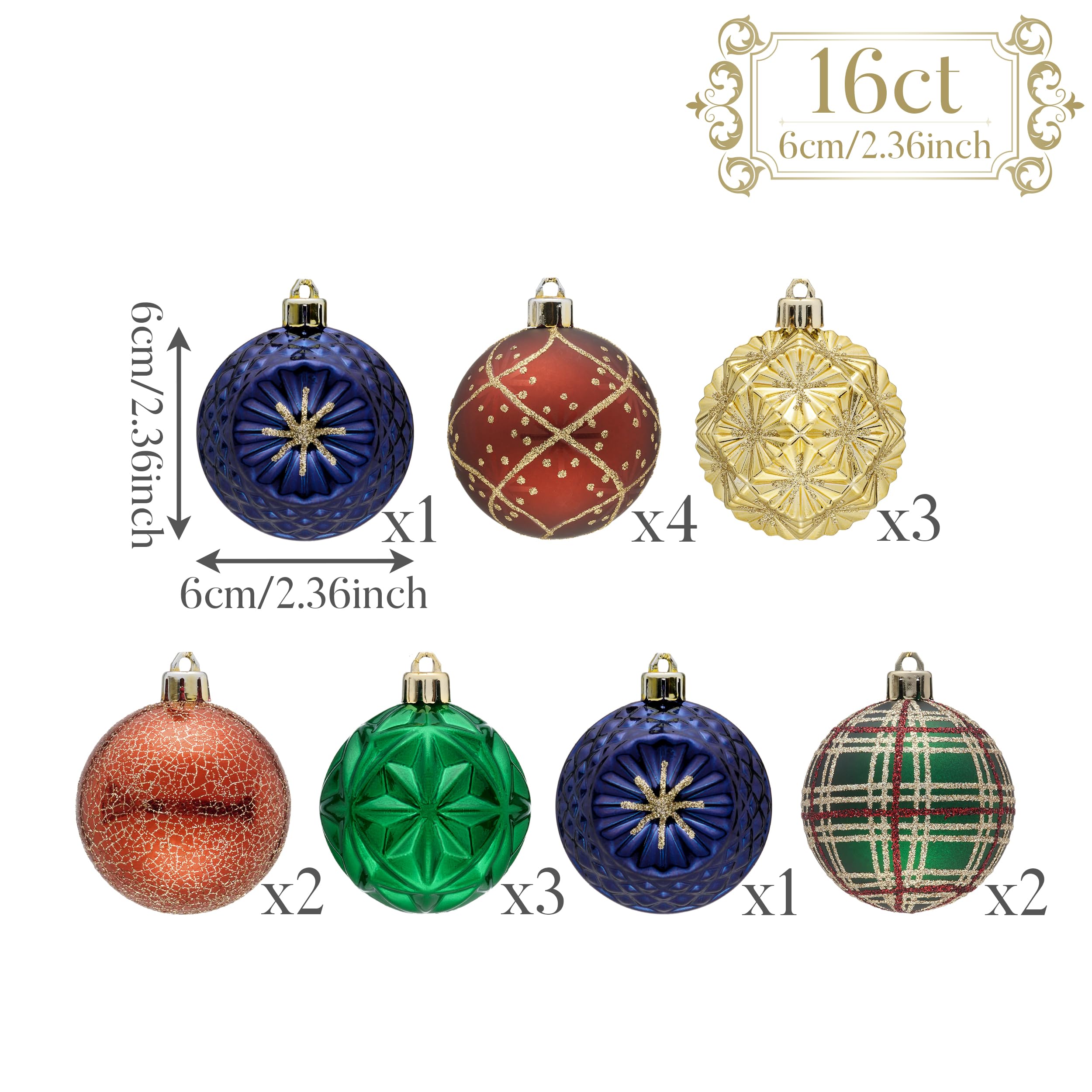 Foto 3 | Adornos Navideños Valery Madelyn, Oro Rojo Y Verde De 16 Quilates, 6 Cm - Venta Internacional.