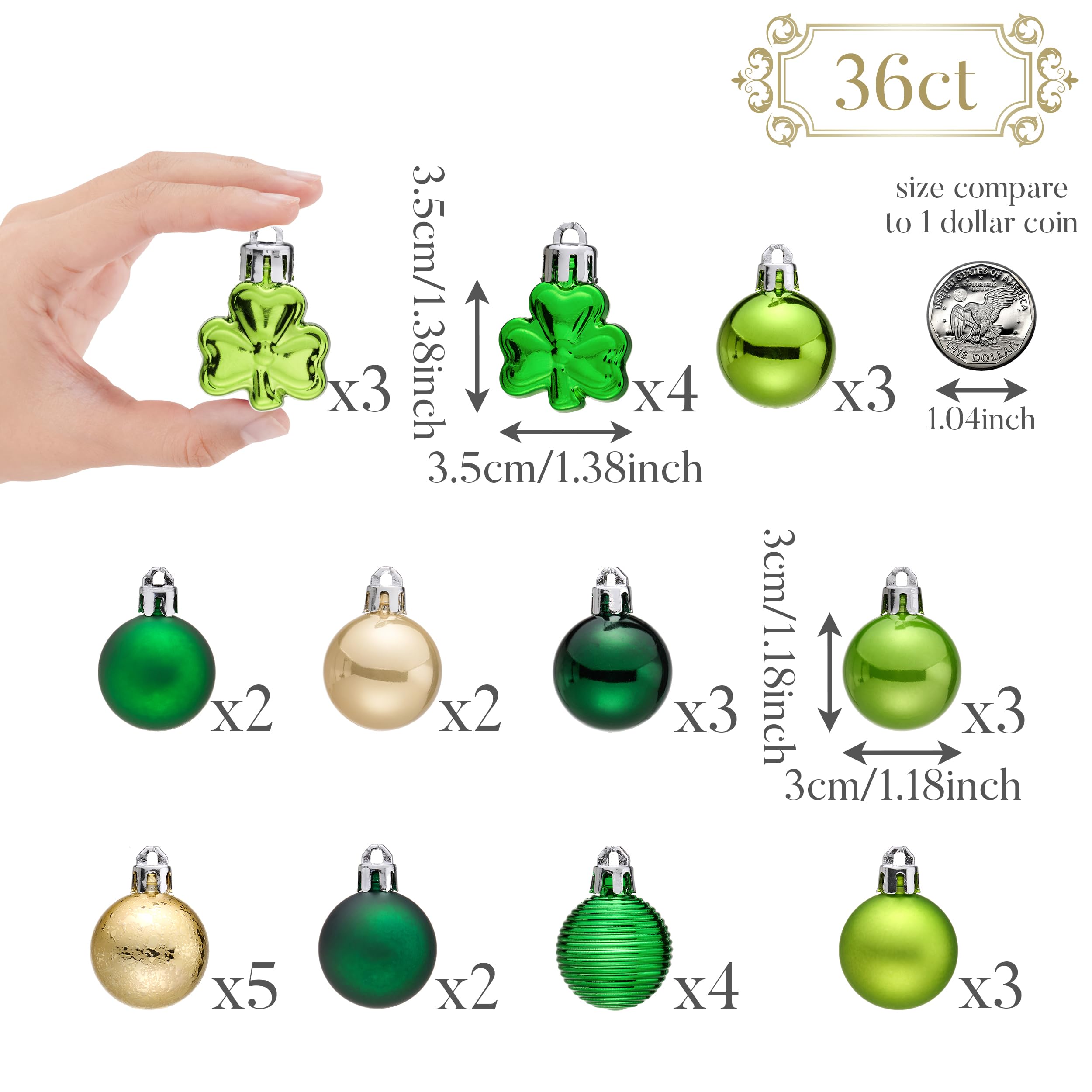 Foto 4 pulgar | Set De Adornos Valery Madelyn Para El Día De San Patricio, 36 Unidades, 3 Cm - Venta Internacional.
