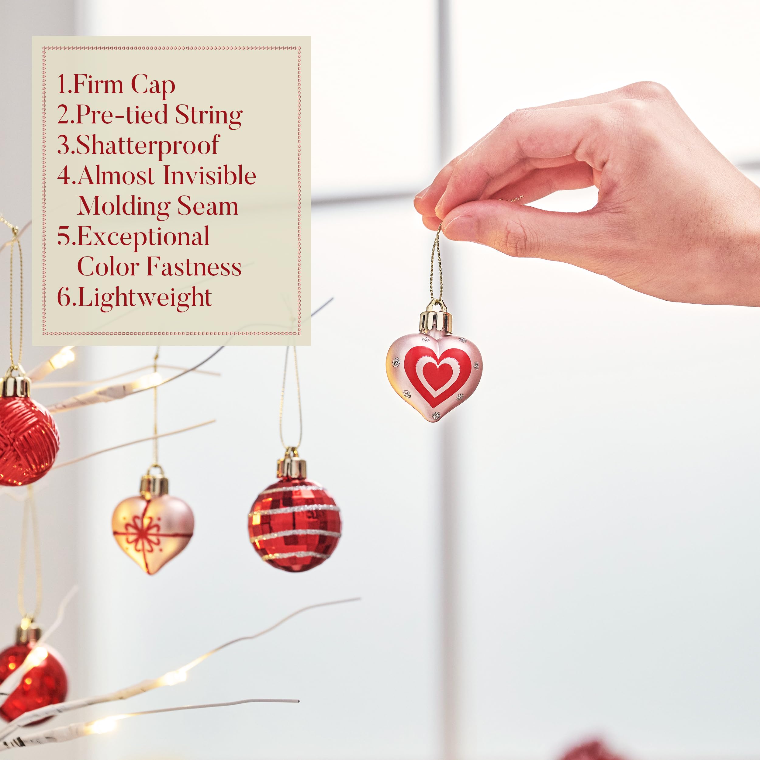 Foto 5 | Adornos Navideños Valery Madelyn Heart 4 Cm 16 Unidades - Venta Internacional.