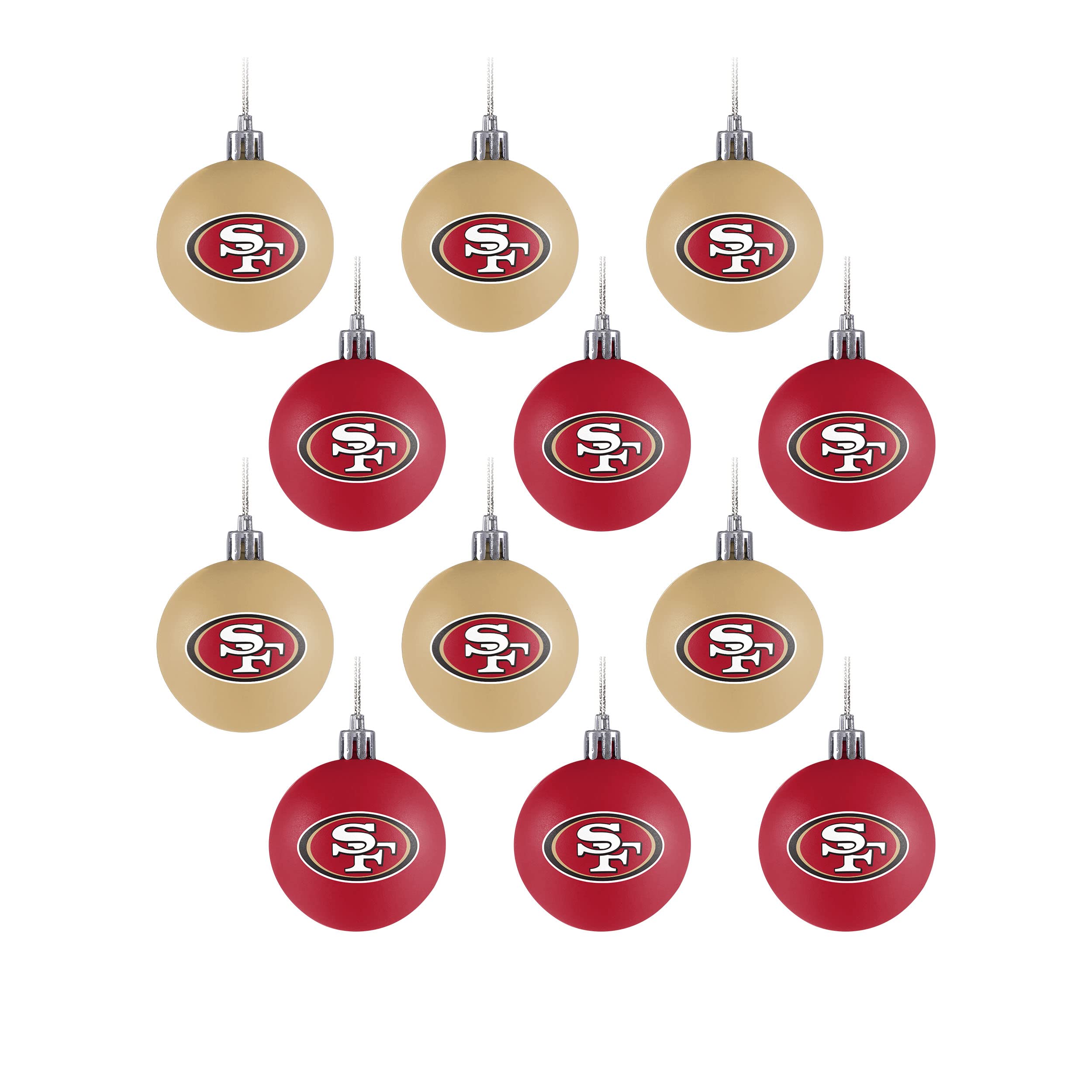 Foto 2 pulgar | Set De Adornos Navideños Foco Nfl, Paquete De 12 Bolas Para Colgar En Forma De Árbol - Venta Internacional.