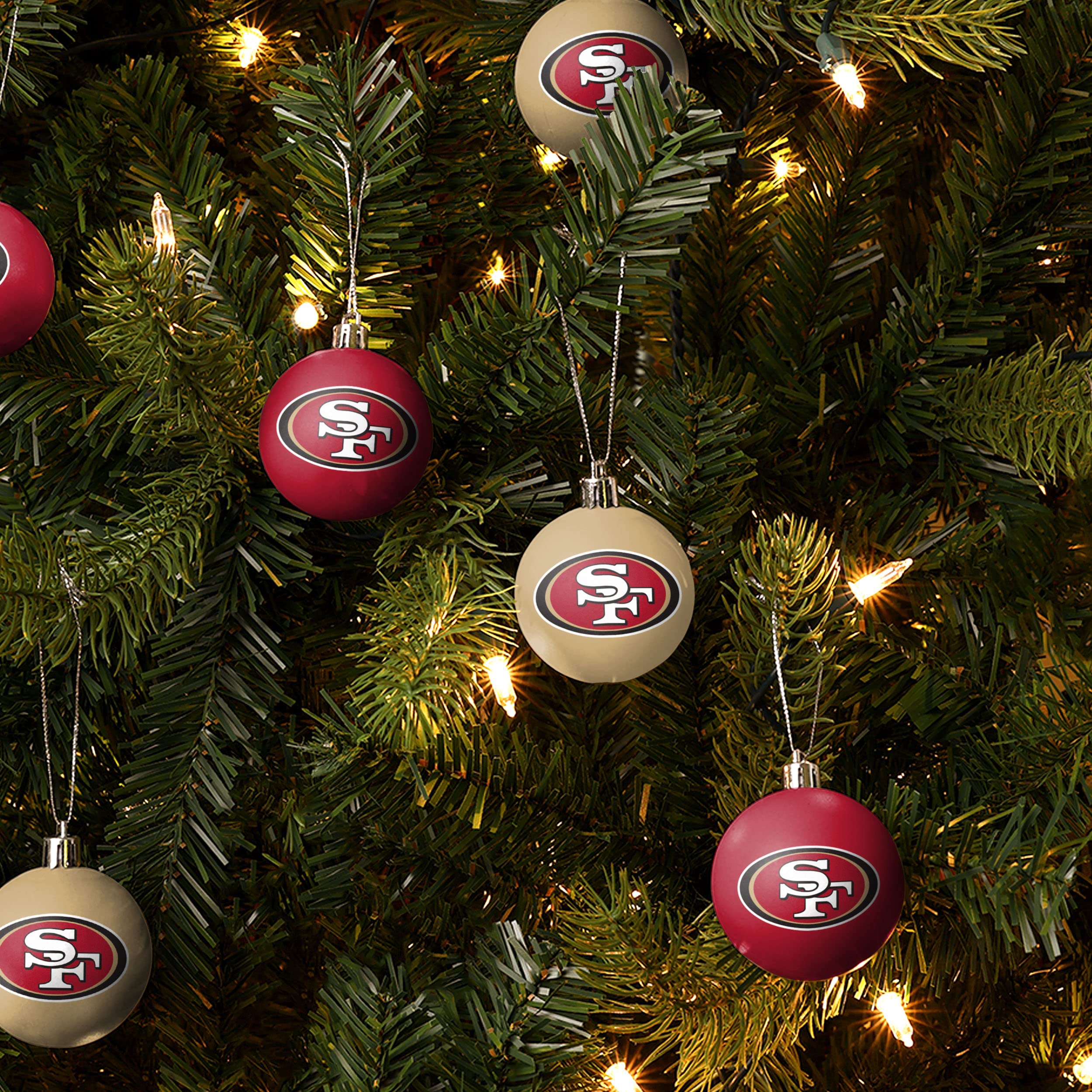 Foto 3 pulgar | Set De Adornos Navideños Foco Nfl, Paquete De 12 Bolas Para Colgar En Forma De Árbol - Venta Internacional.