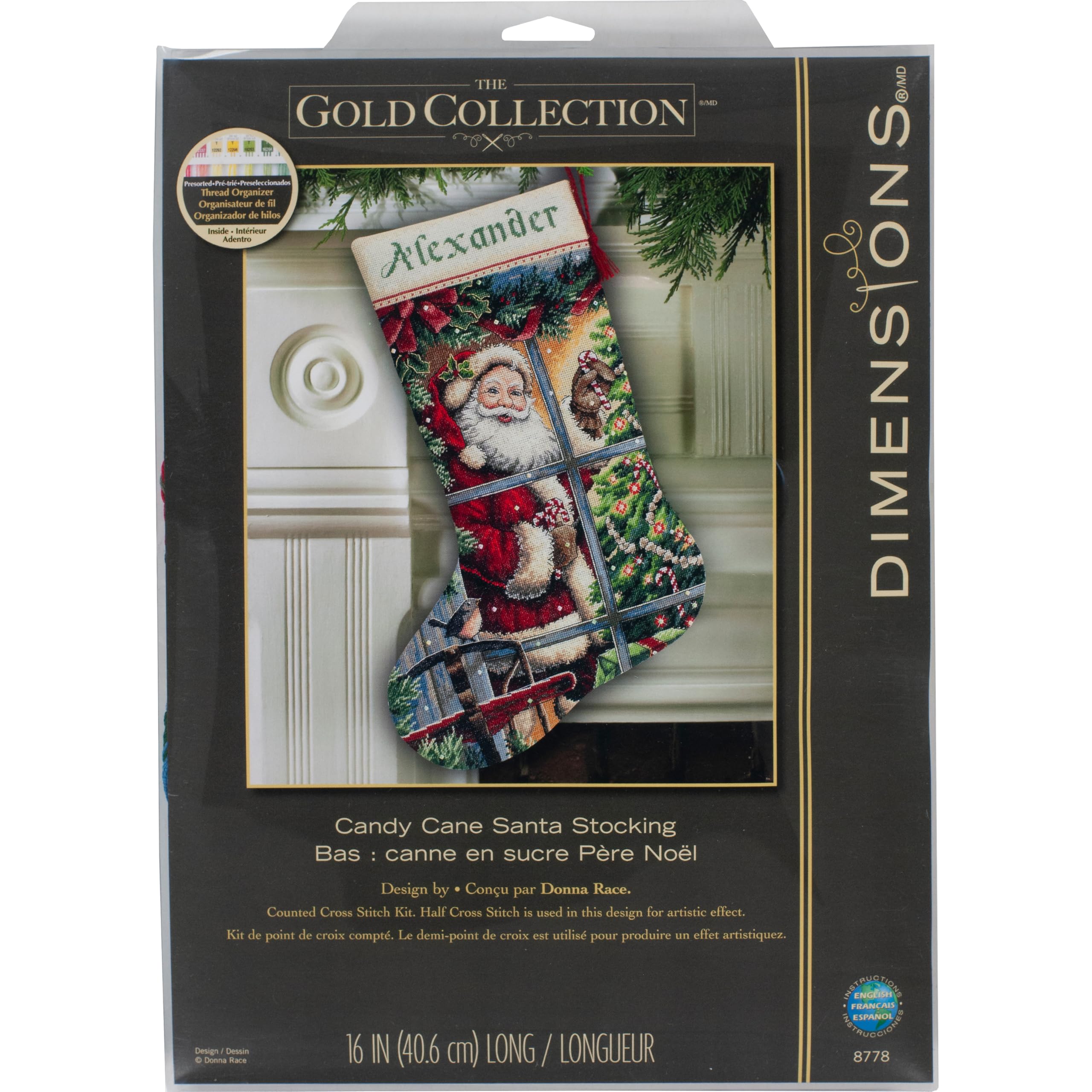 Foto 2 pulgar | Dimensiones Del Kit De Calcetines Navideños Santa Claus Gold 16 Cm - Venta Internacional.