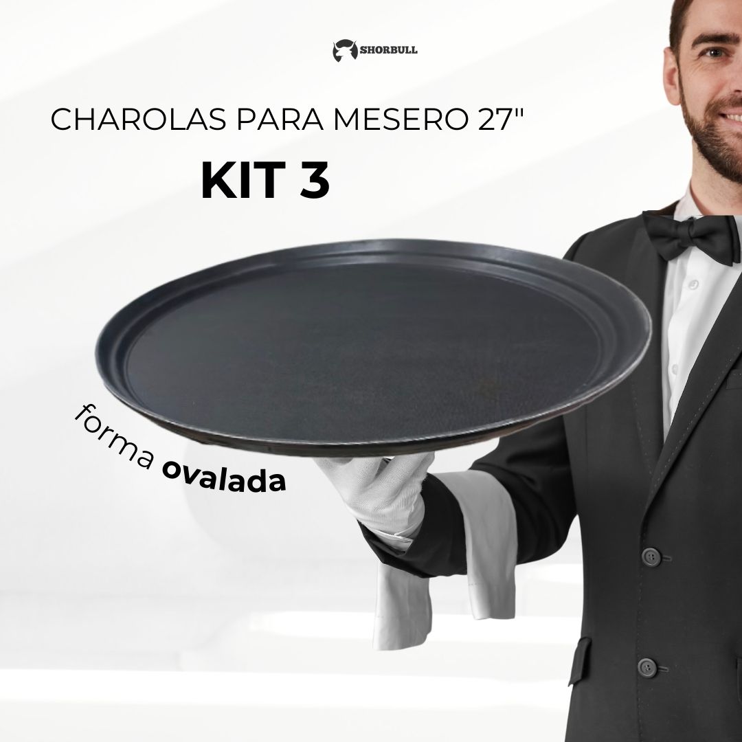 Foto 4 pulgar | Charola Imprerial Ovalada 27'' Mesero Shorbull Kit 3