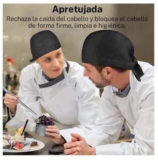 Foto 3 | Gorro De Pañuelo De Chef, Negro, Lazos, Talla Única 4 Pzs Negro