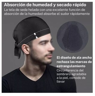 Foto 4 | Gorro De Pañuelo De Chef, Negro, Lazos, Talla Única 4 Pzs Negro