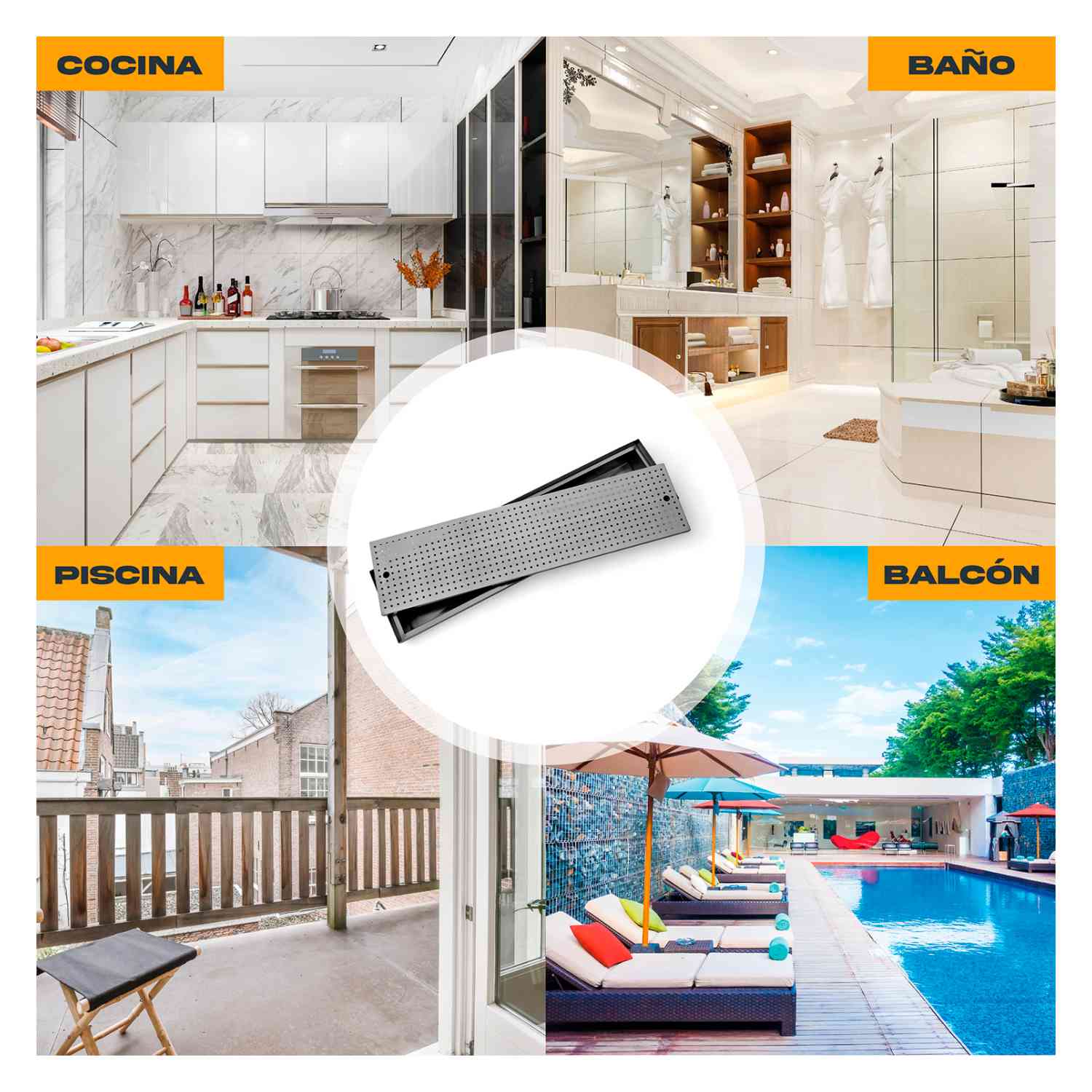 Foto 4 | Rejilla Piso Coladera Lineal Acero Inox Universal 100x25