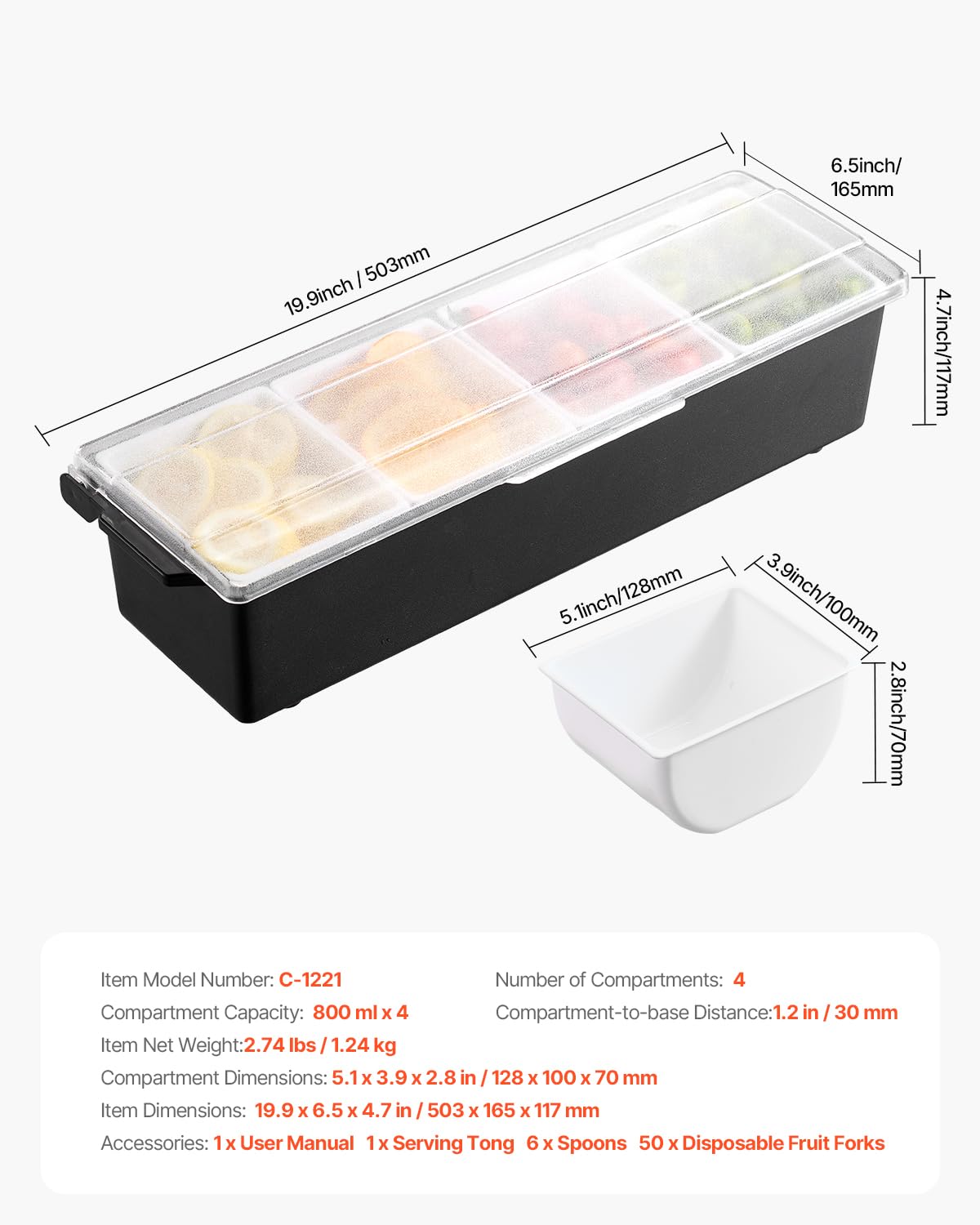 Foto 8 pulgar | Servidor De Condimentos Refrigerado Vevor De 4 Compartimentos Enfriado Con Hielo Con Tapa - Venta Internacional.
