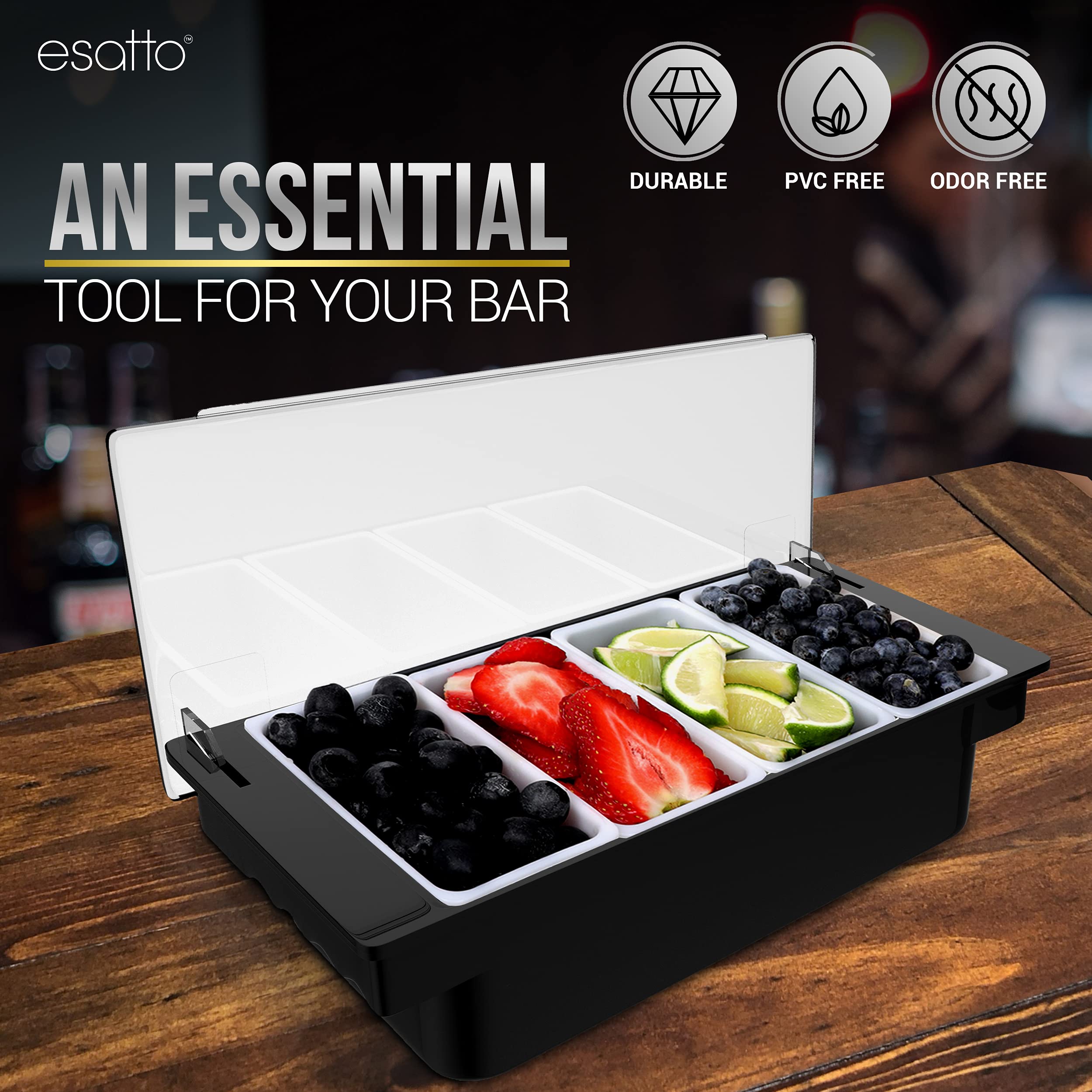 Foto 8 pulgar | Soporte Para Condimentos Esatto Bar Products Refrigerado Con Insertos De 4 Pintas - Venta Internacional.