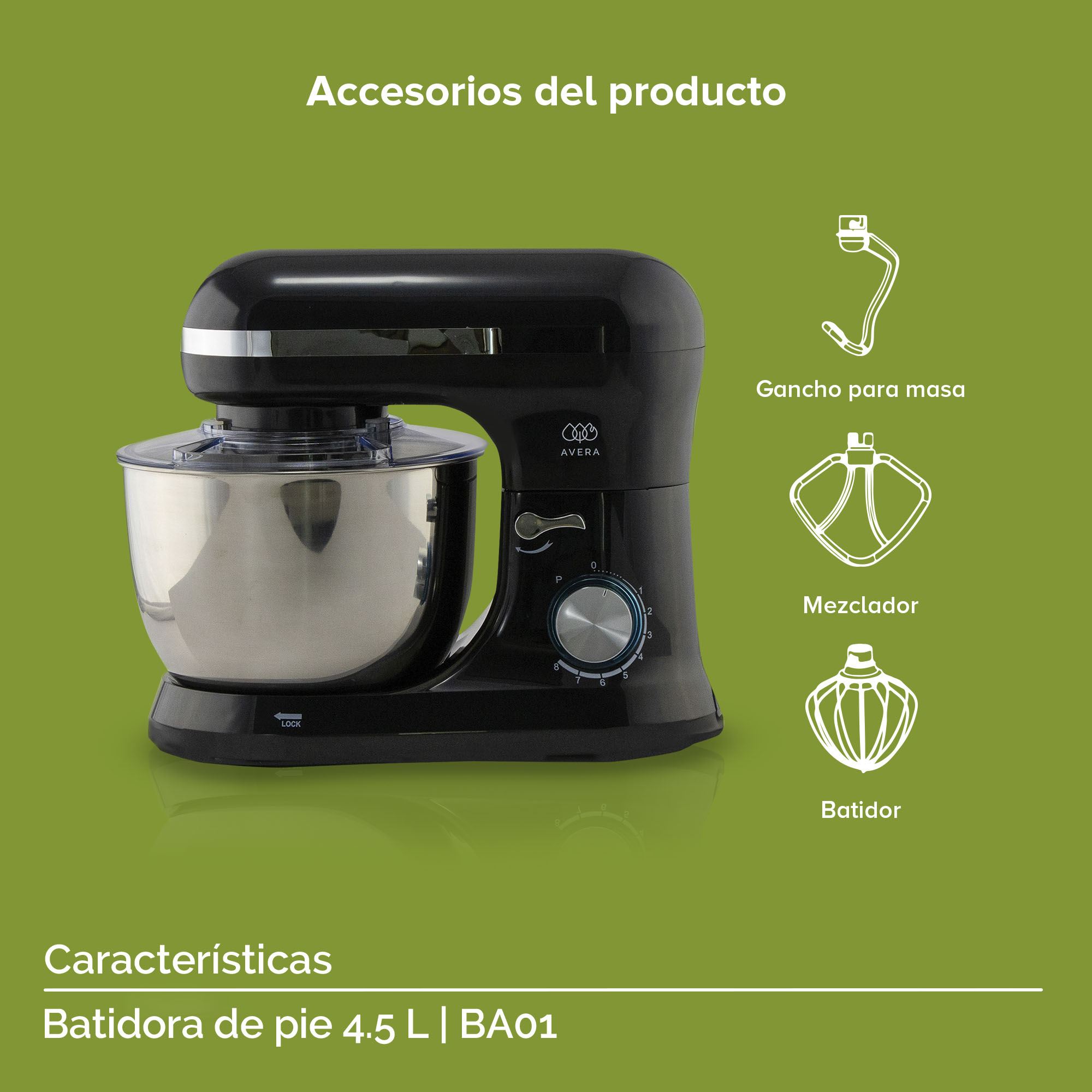 Foto 5 | Batidora de Pedestal Industrial Avera Ba01 4.5 Lt color Negro