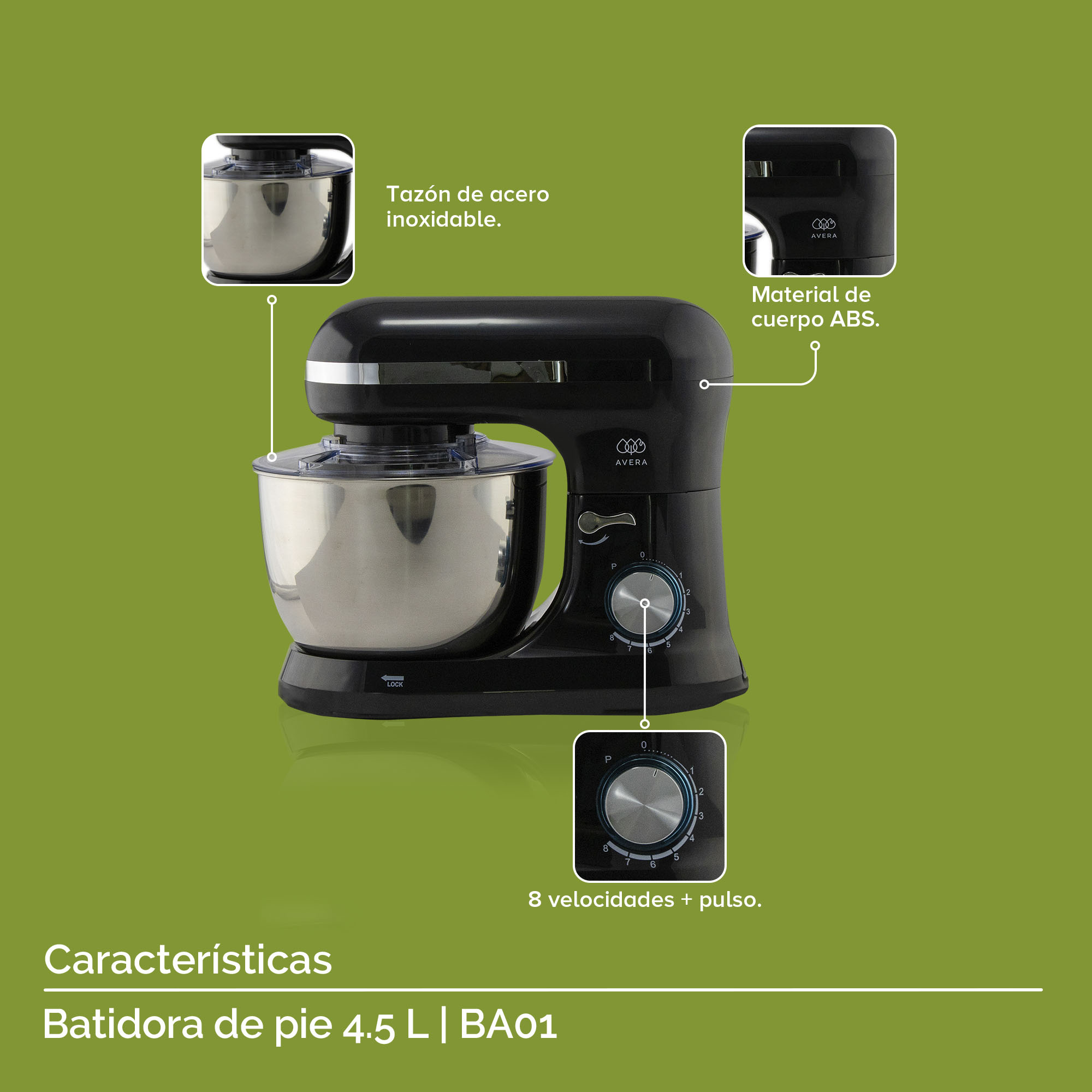 Foto 6 | Batidora de Pedestal Industrial Avera Ba01 4.5 Lt color Negro