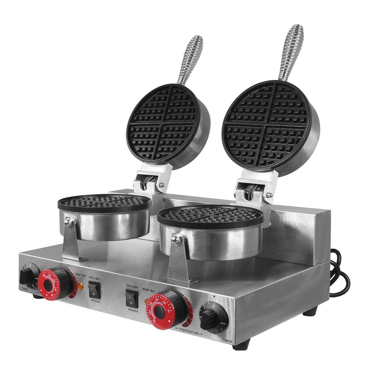 Wafflera Eléctrica Doble Industrial Antiadherente 2000W 250°C