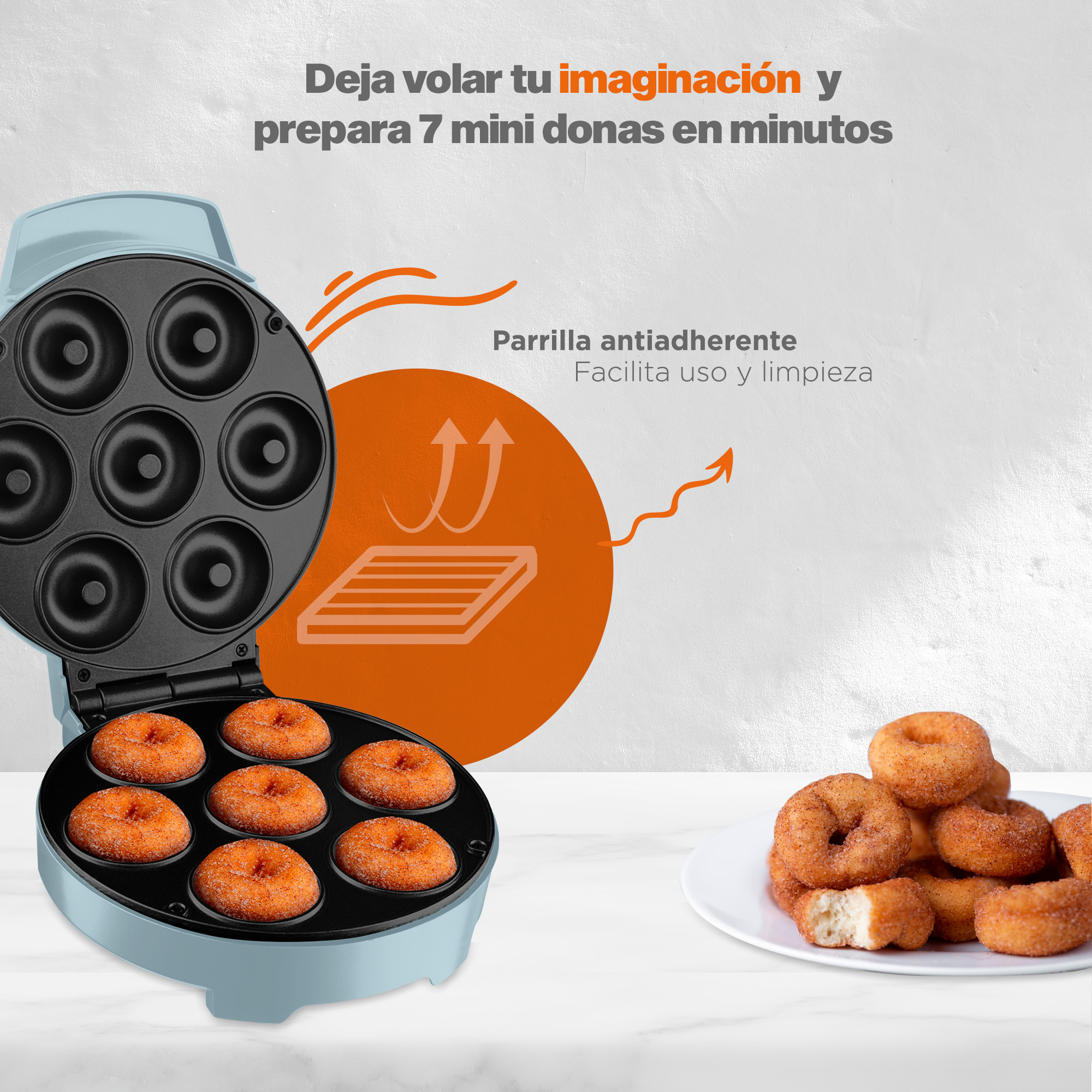 Foto 6 pulgar | Maquina de Mini Donas Masterchef By Huken color Azul 7 Donuts