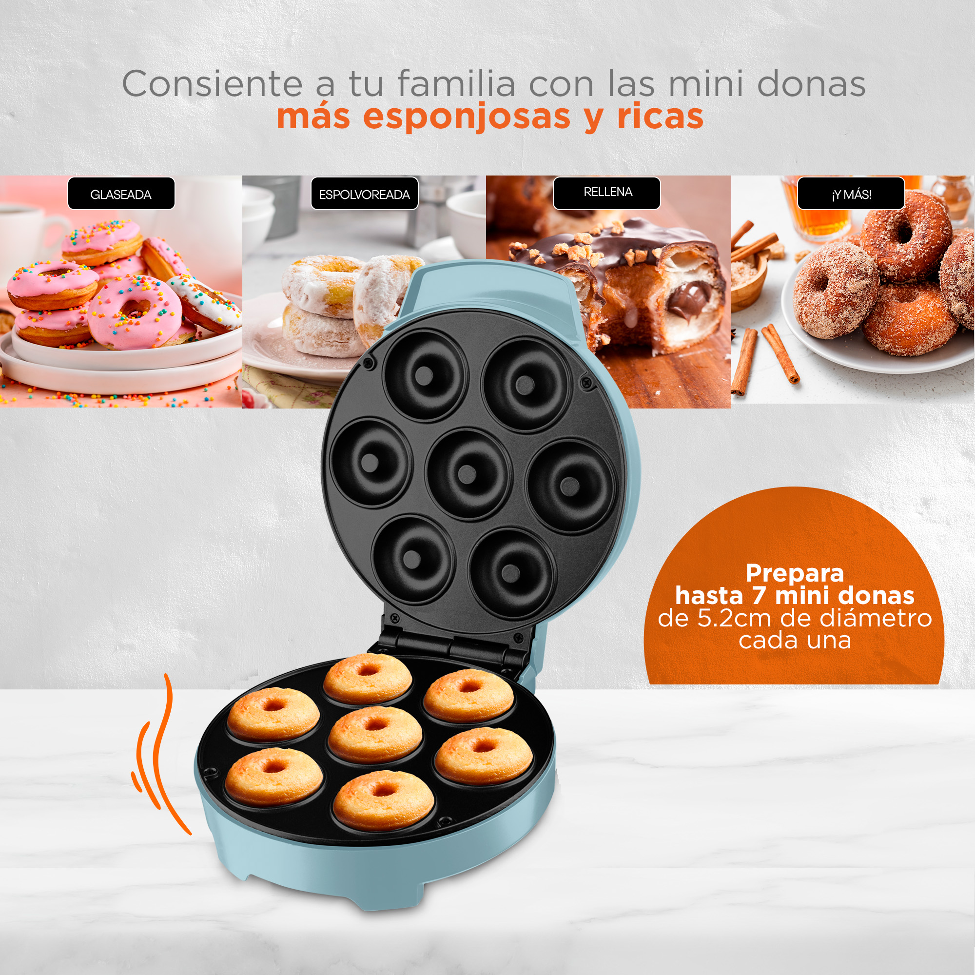 Foto 7 pulgar | Maquina de Mini Donas Masterchef By Huken color Azul 7 Donuts