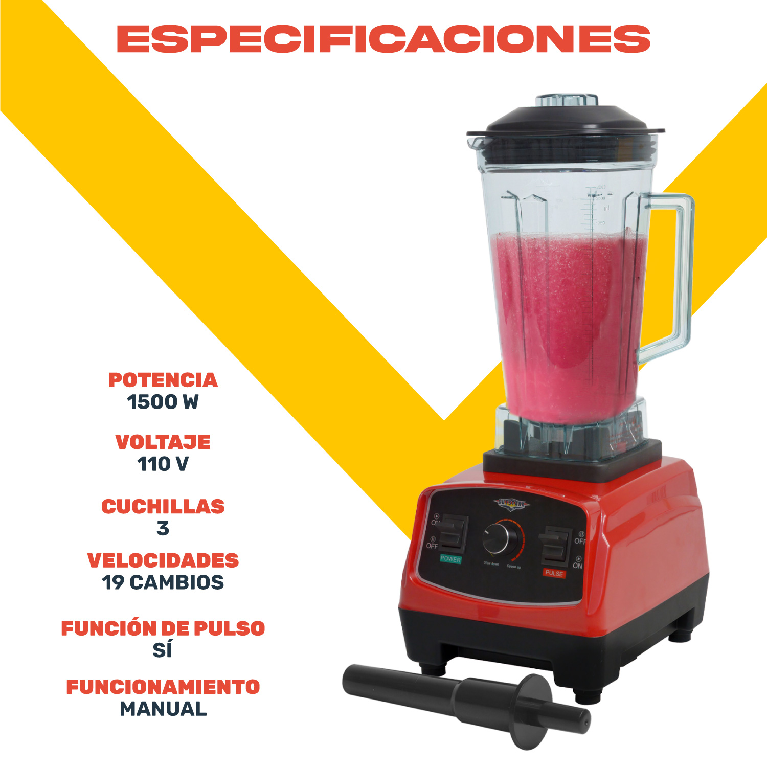 Foto 3 pulgar | Licuadora Profesional Gutstark de 2.2l Blender Industrial de 6 Aspas color Rojo