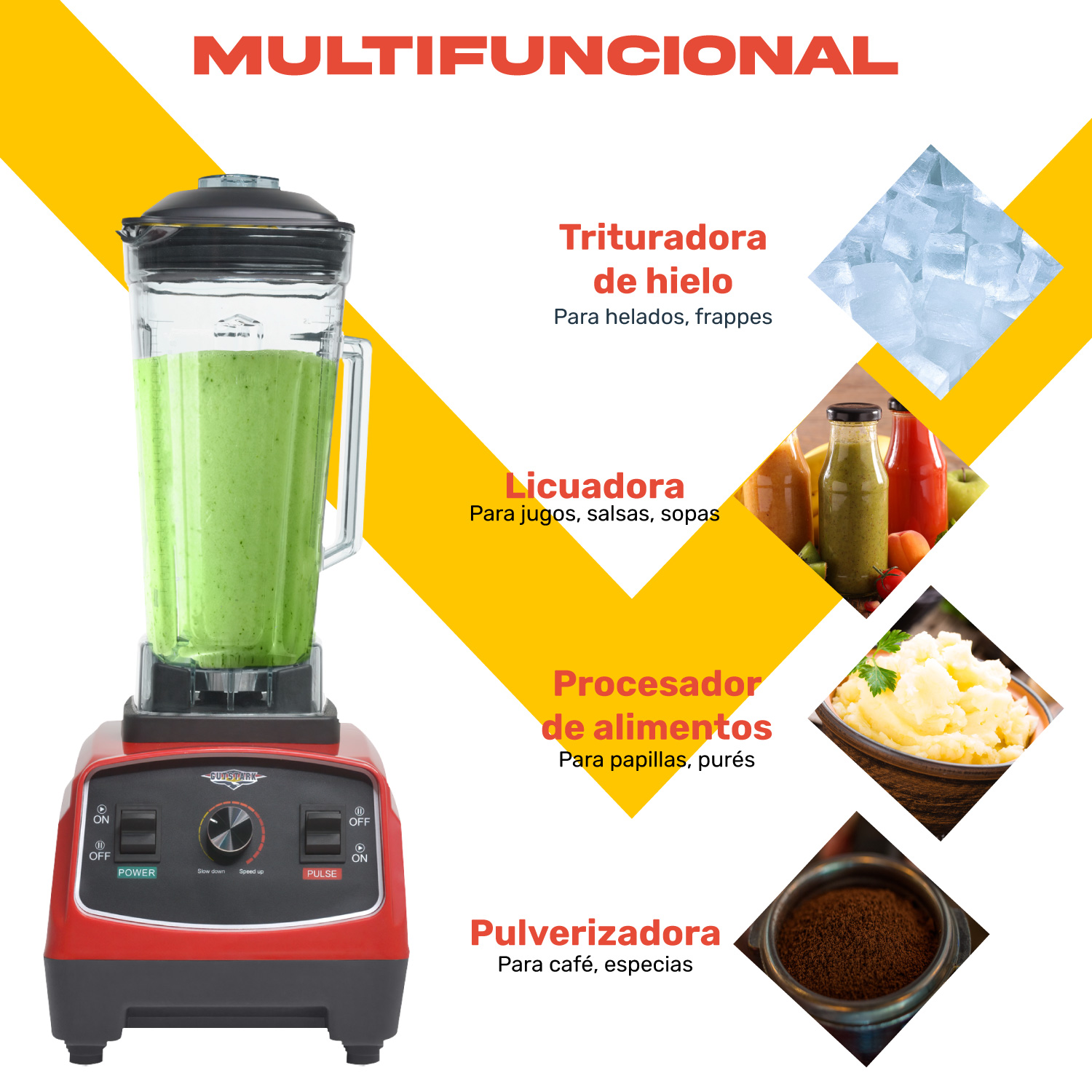 Foto 4 pulgar | Licuadora Profesional Gutstark de 2.2l Blender Industrial de 6 Aspas color Rojo