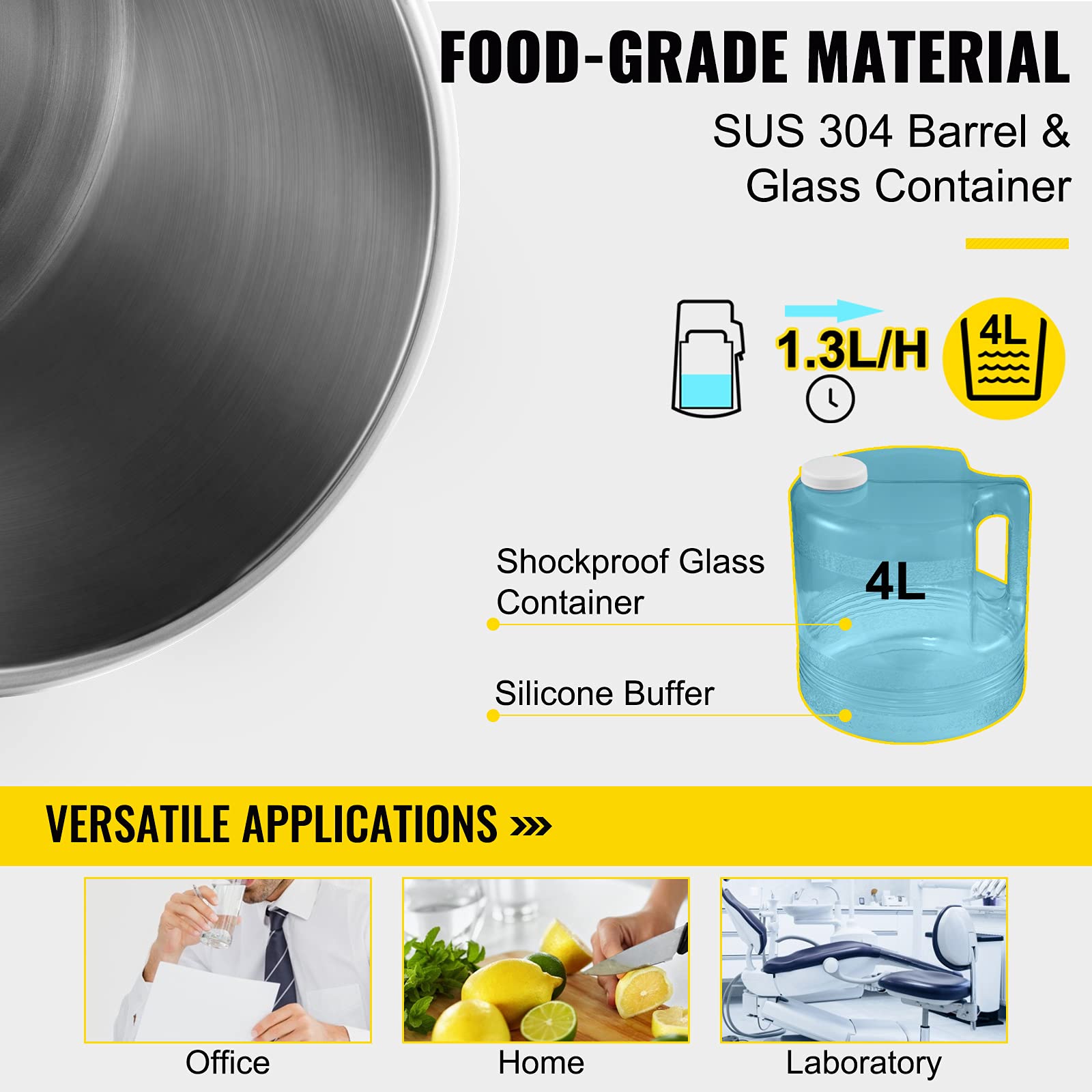 Foto 4 pulgar | Destilador De Agua Vevor 4l 750w 1.1 Gal/h Con Recipiente De Plástico - Venta Internacional.
