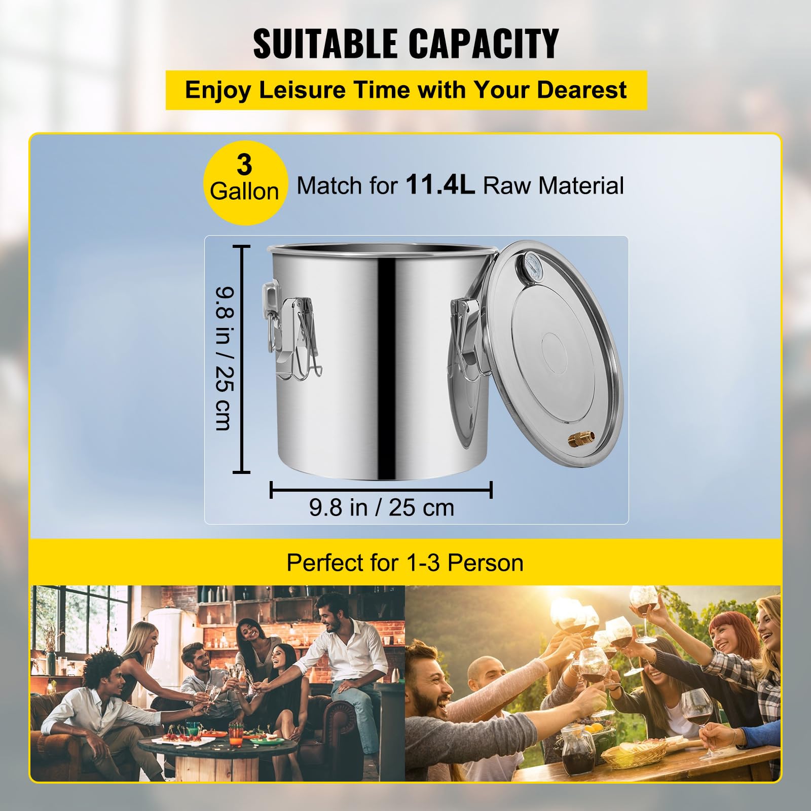 Foto 4 pulgar | Destilador De Acero Inoxidable Alcohol Still Vevor De 3 Galones - Venta Internacional.