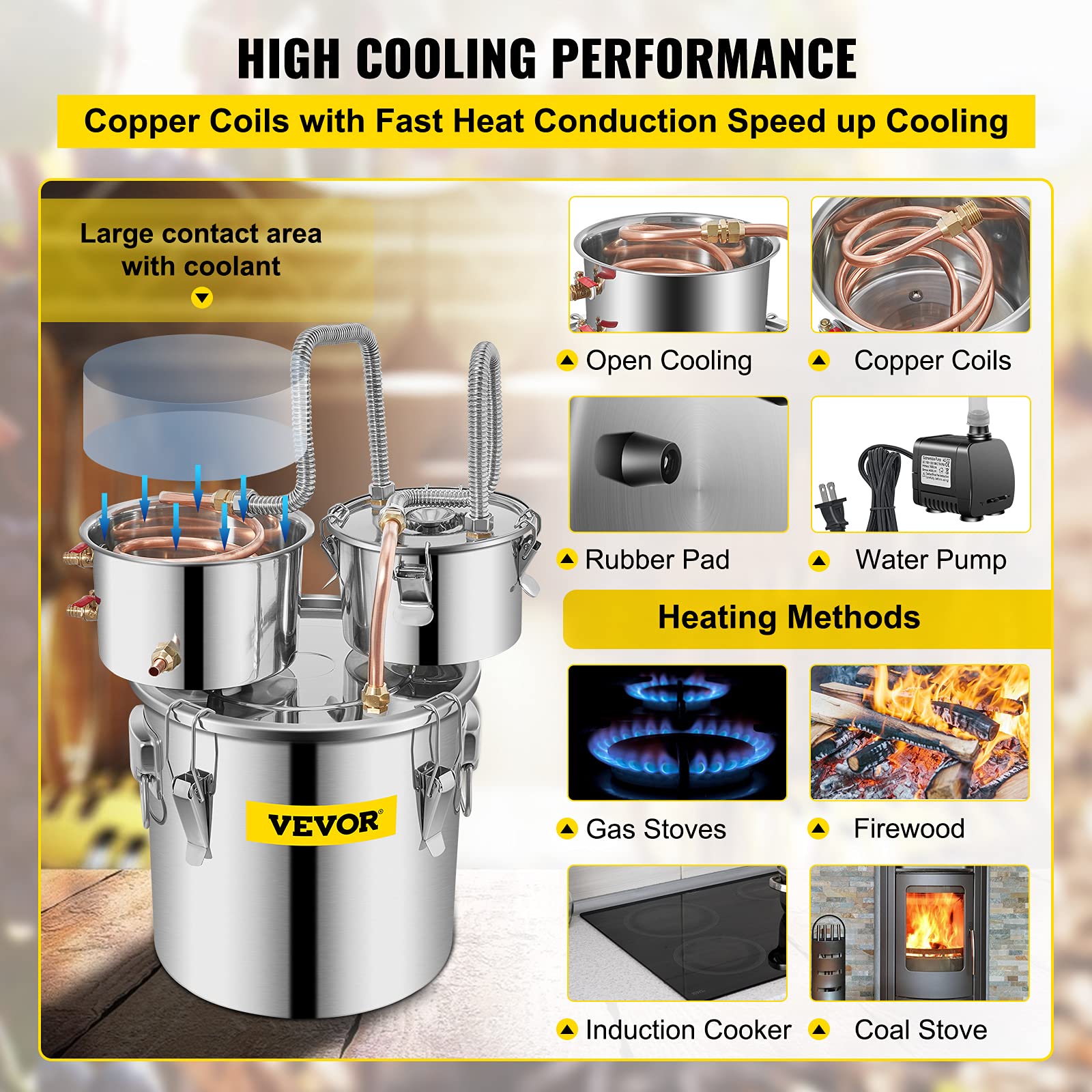 Foto 5 pulgar | Destilador De Acero Inoxidable Alcohol Still Vevor De 3 Galones - Venta Internacional.