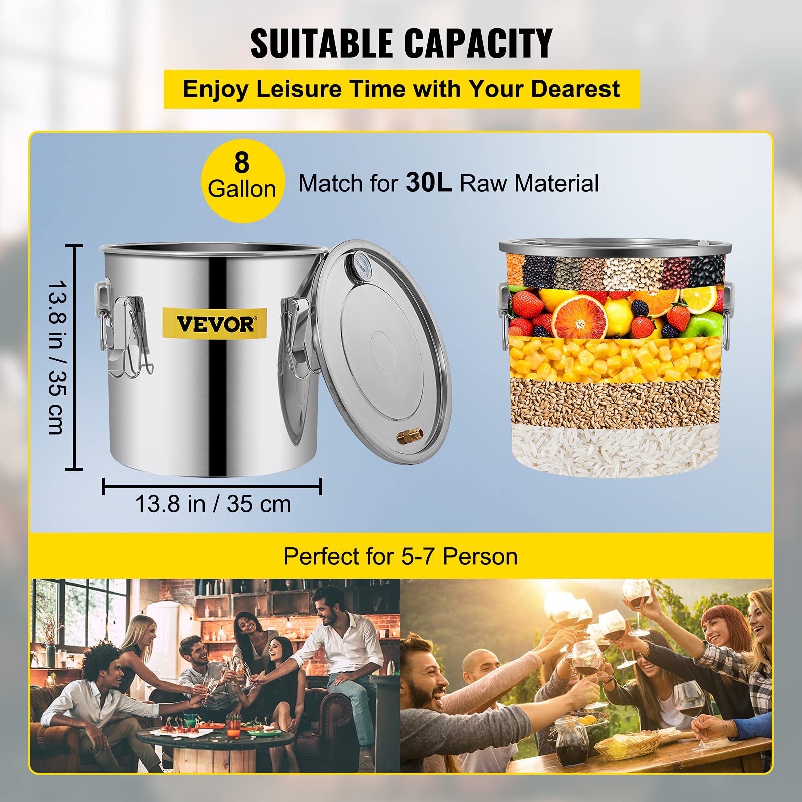 Foto 4 pulgar | Still De Alcohol Vevor De 30 Litros Con Barril Thumper, Kit De Destilería - Venta Internacional.