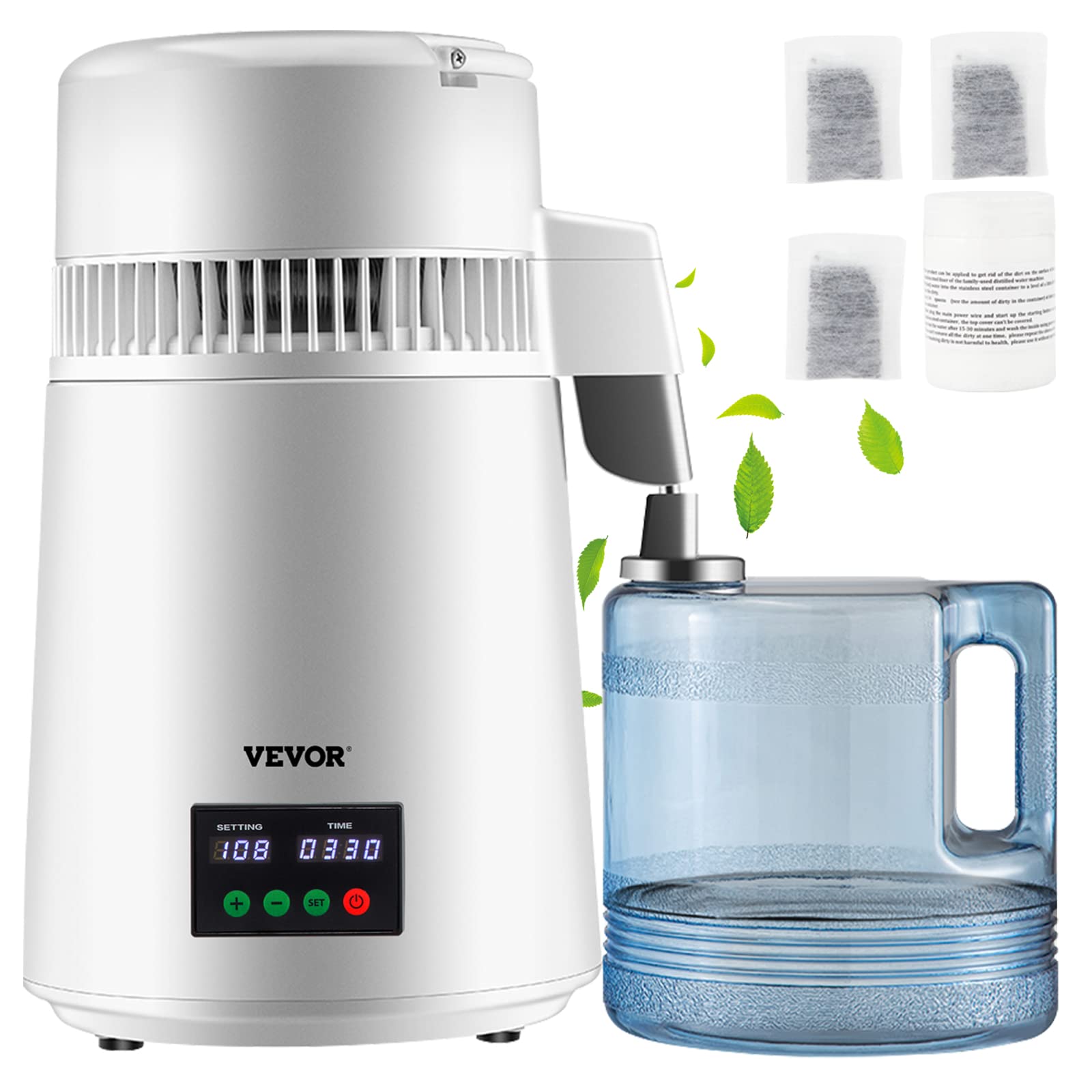 Foto 1 | Destilador De Agua Vevor 4l 0.3l/h 750w 0-99h Timing 304ss Blanco - Venta Internacional.