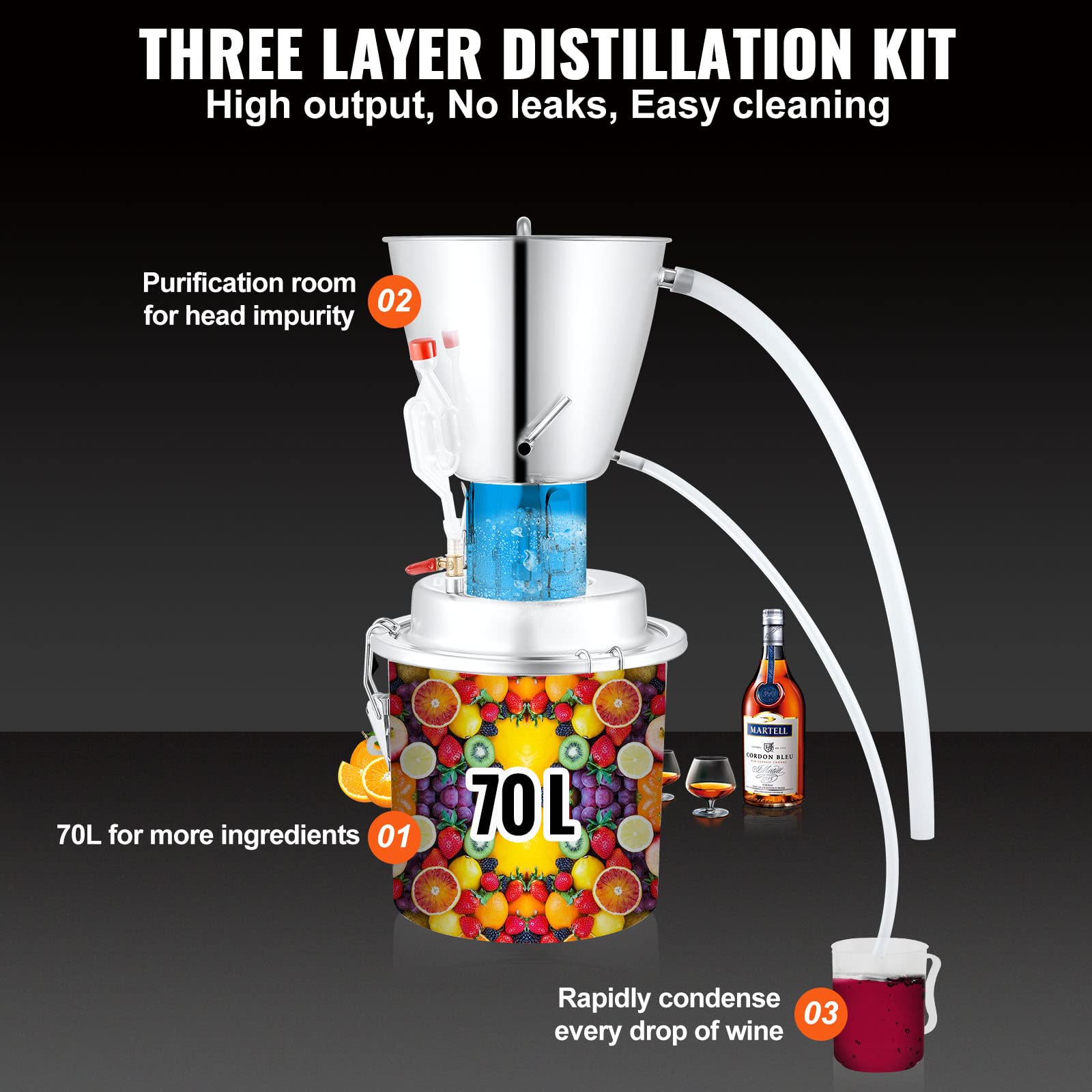 Foto 4 pulgar | Destilador De Alcohol Vevor 70l Con Tubo Y Bomba De Acero Inoxidable - Venta Internacional.
