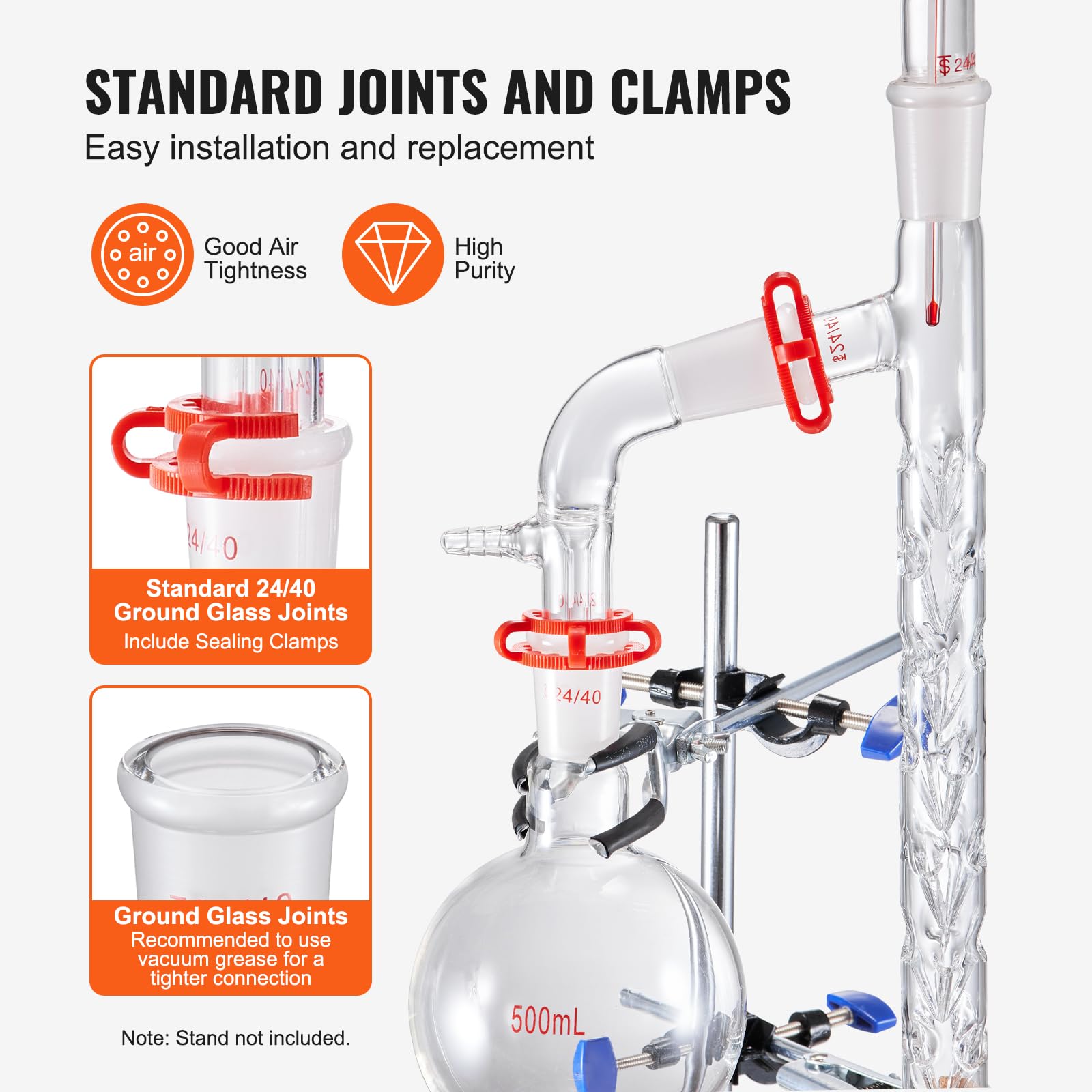 Foto 5 pulgar | Kit De Destilación Química Vevor Glass 13 Piezas 1000 Ml 24/40 - Venta Internacional.