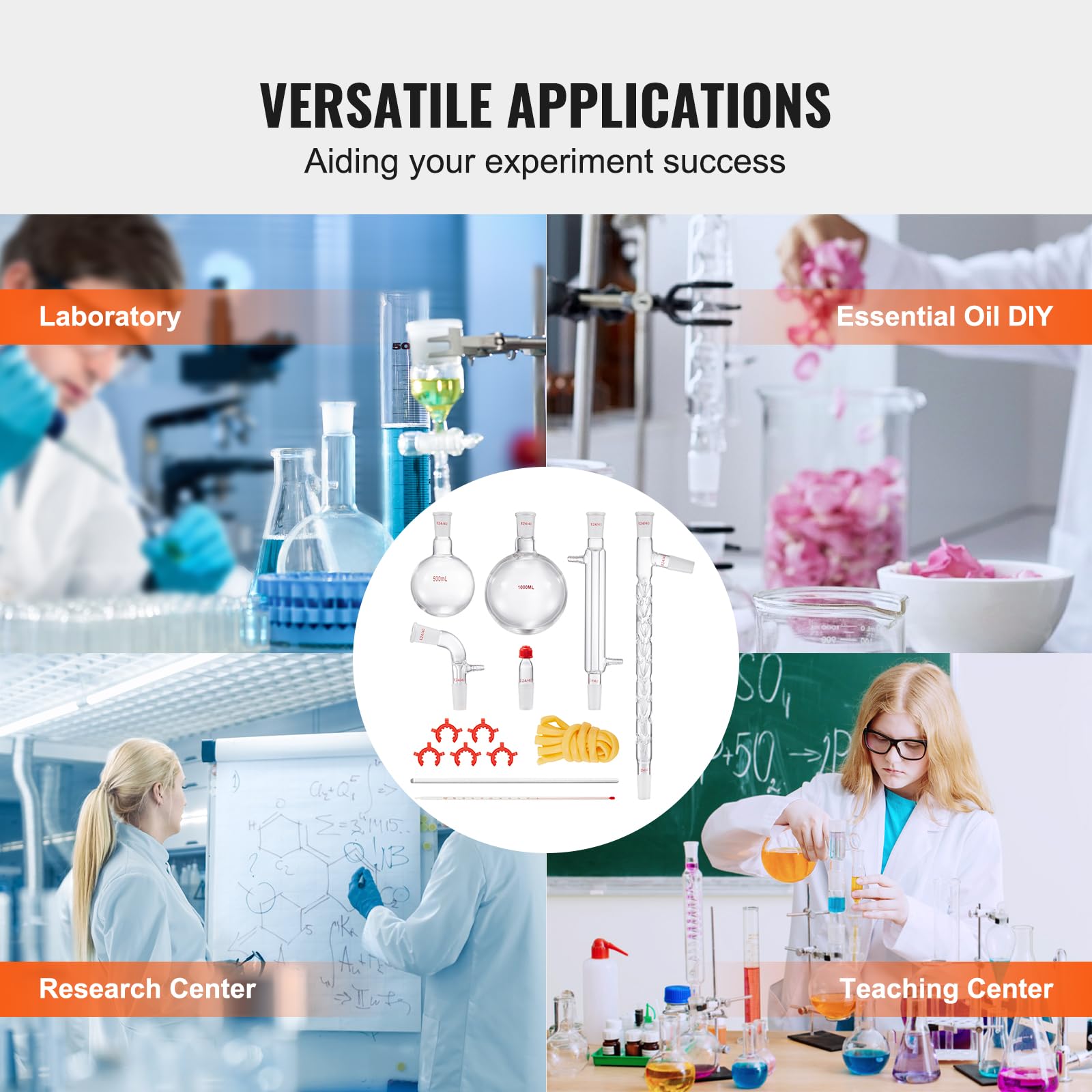 Foto 6 | Kit De Destilación Química Vevor Glass 13 Piezas 1000 Ml 24/40 - Venta Internacional.