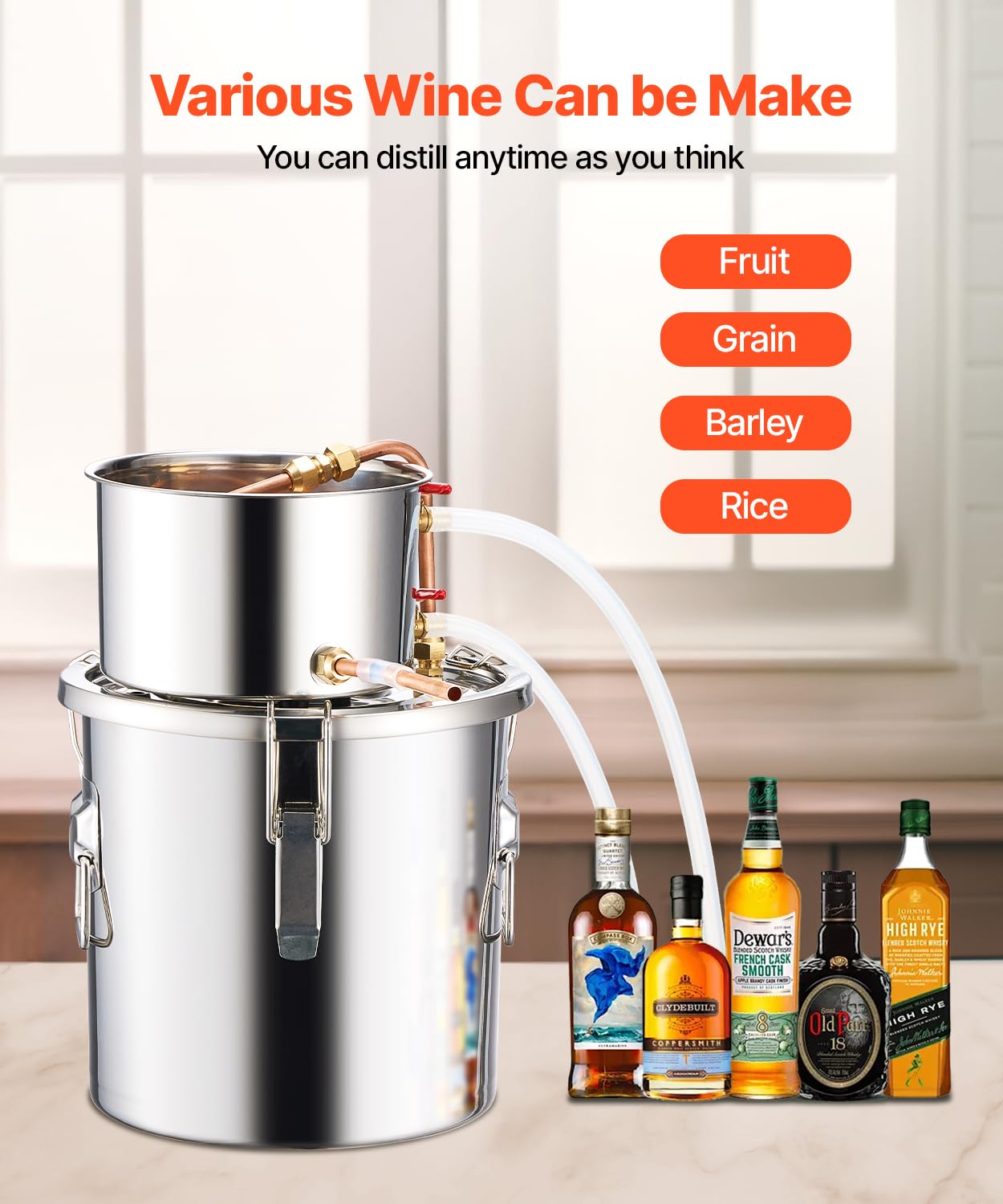 Foto 5 pulgar | Destilador De Agua De Acero Inoxidable Alcohol Still Vevor 11.4 L - Venta Internacional.