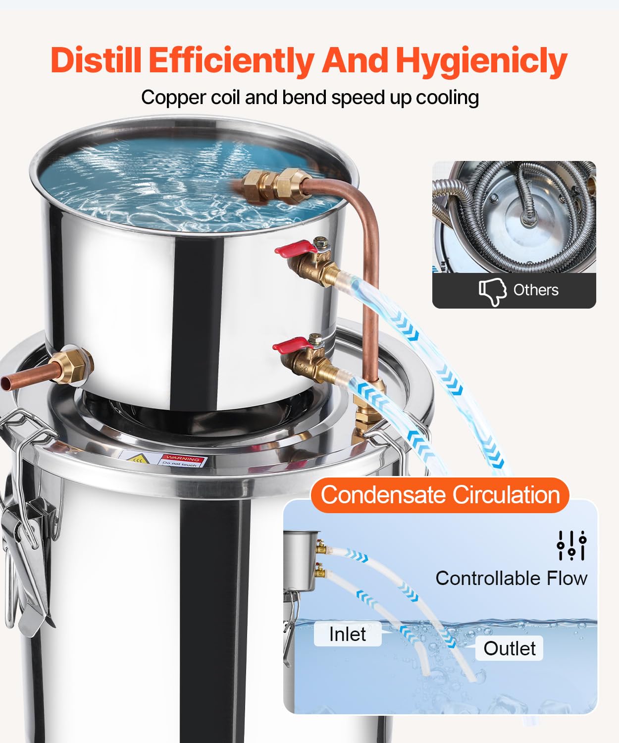 Foto 6 pulgar | Destilador De Agua De Acero Inoxidable Alcohol Still Vevor 11.4 L - Venta Internacional.