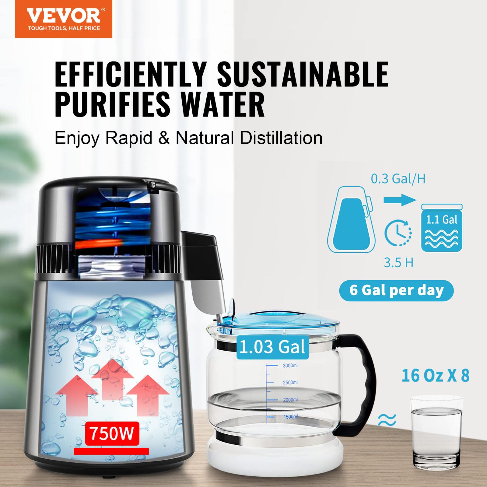 Foto 3 pulgar | Destilador De Agua Vevor 4l 750w De Acero Inoxidable Plateado - Venta Internacional.