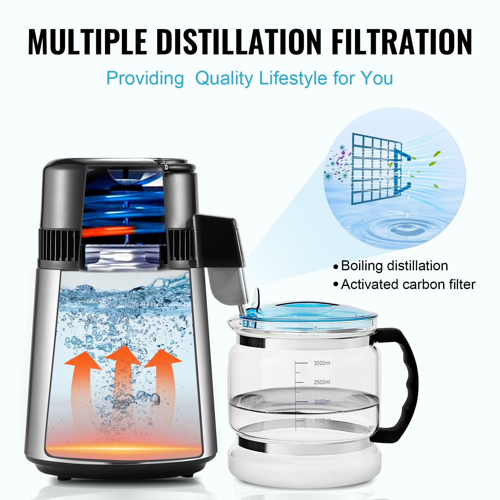 Foto 5 pulgar | Destilador De Agua Vevor 4l 750w De Acero Inoxidable Plateado - Venta Internacional.