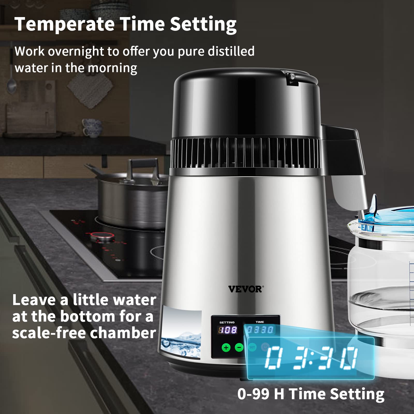 Foto 5 pulgar | Destilador De Agua Vevor 4l 750w 0.3l/h Con Pantalla De Temporización Y Temperatura - Venta Internacional.