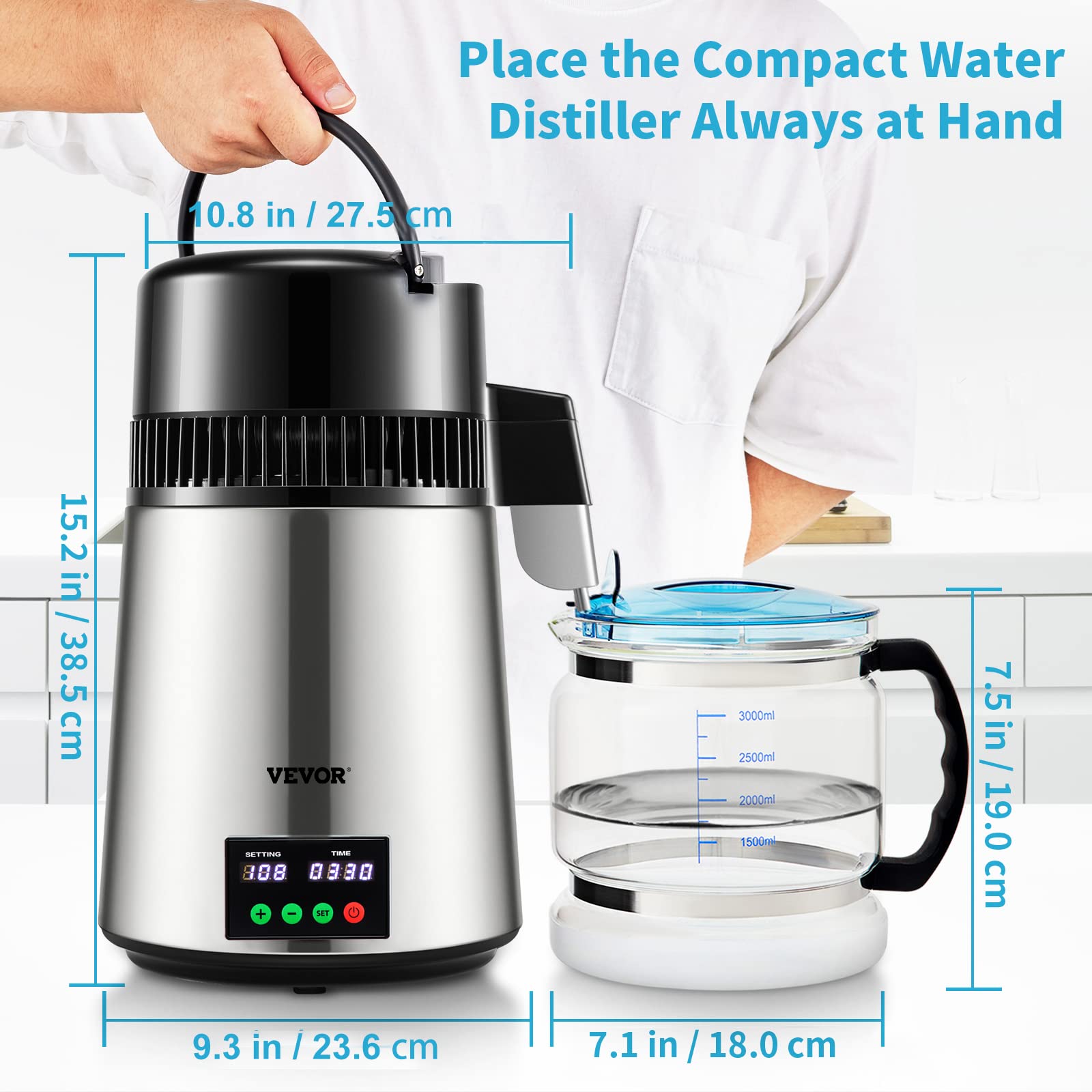 Foto 8 pulgar | Destilador De Agua Vevor 4l 750w 0.3l/h Con Pantalla De Temporización Y Temperatura - Venta Internacional.