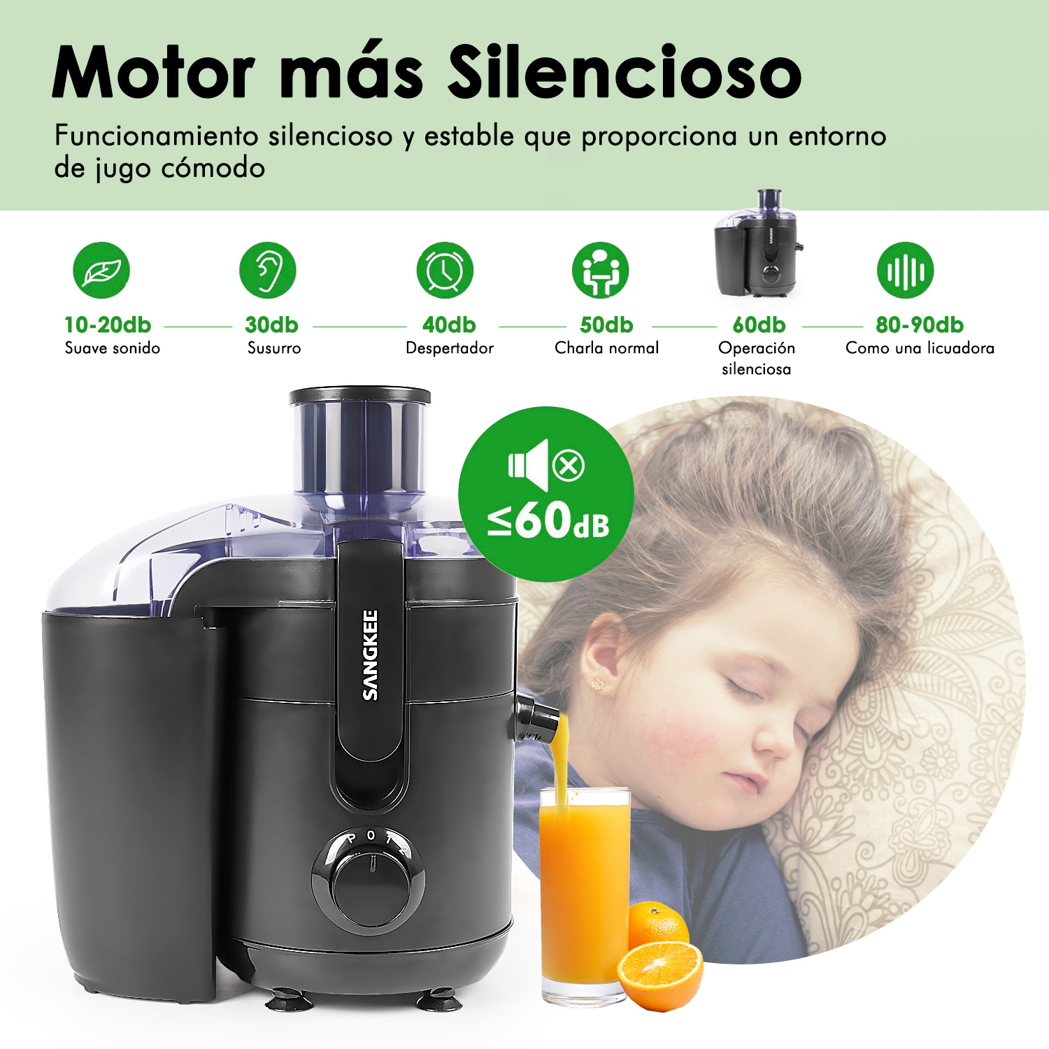 Foto 4 pulgar | Extractor de Jugos Sangkee K100053 Negro 2 Modos de Velocidad 350w