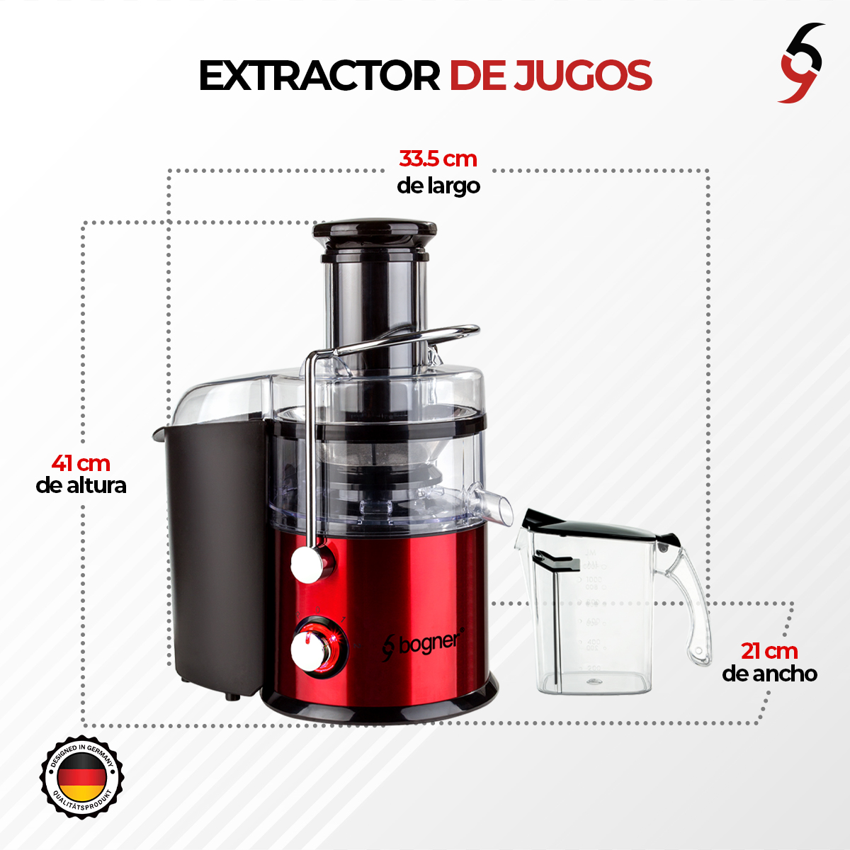 Foto 6 pulgar | Extractor de Jugo Bogner Bje02r color Rojo