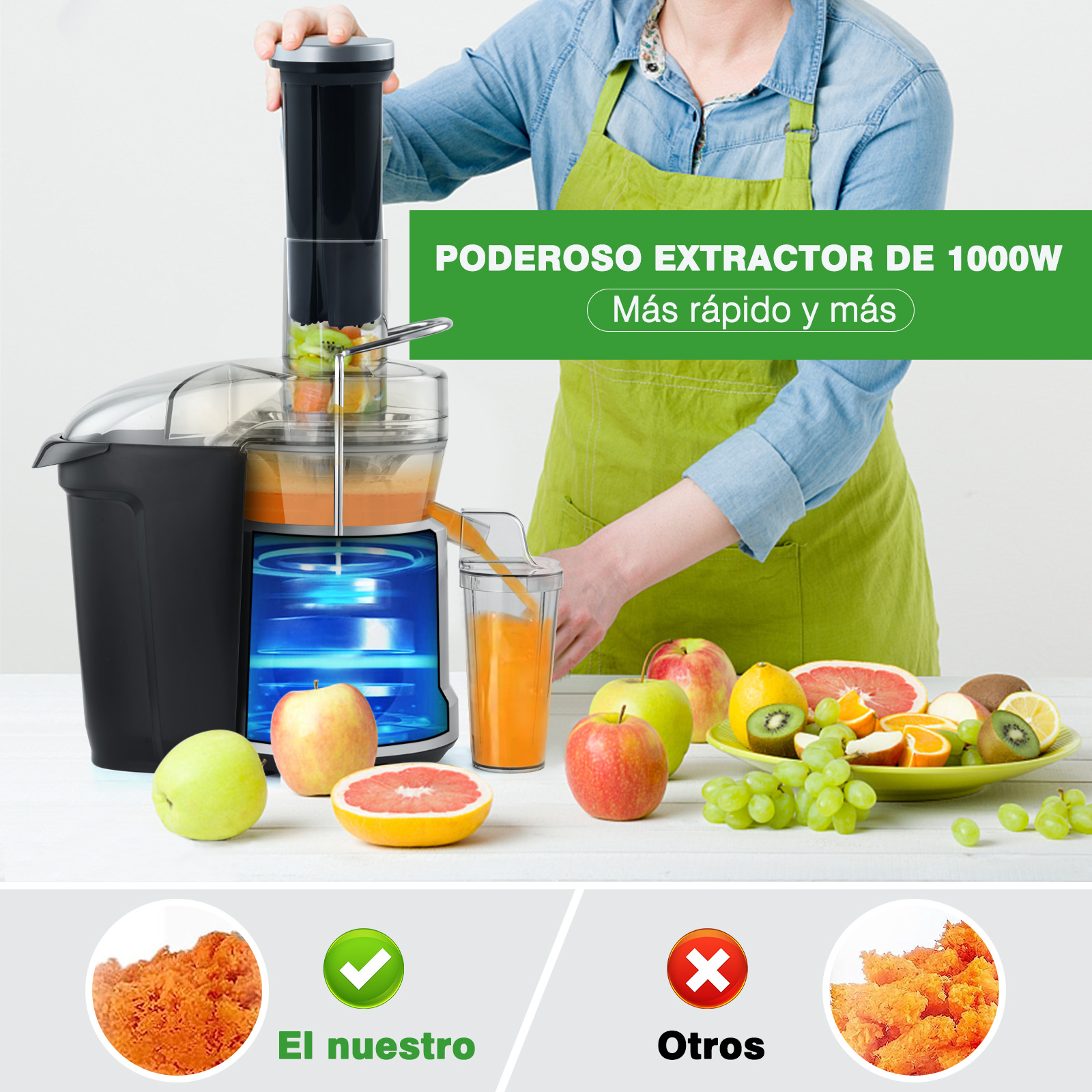 Foto 4 pulgar | Extractor de Jugo Sangkee K10163 Negro 1000w