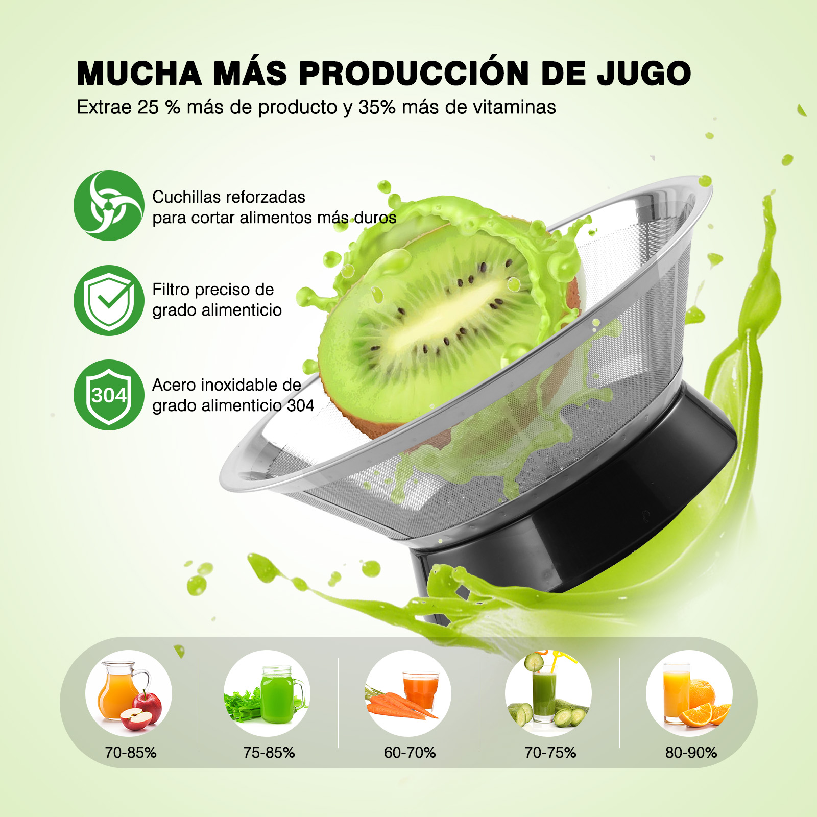 Foto 5 pulgar | Extractor de Jugo Sangkee K10163 Negro 1000w