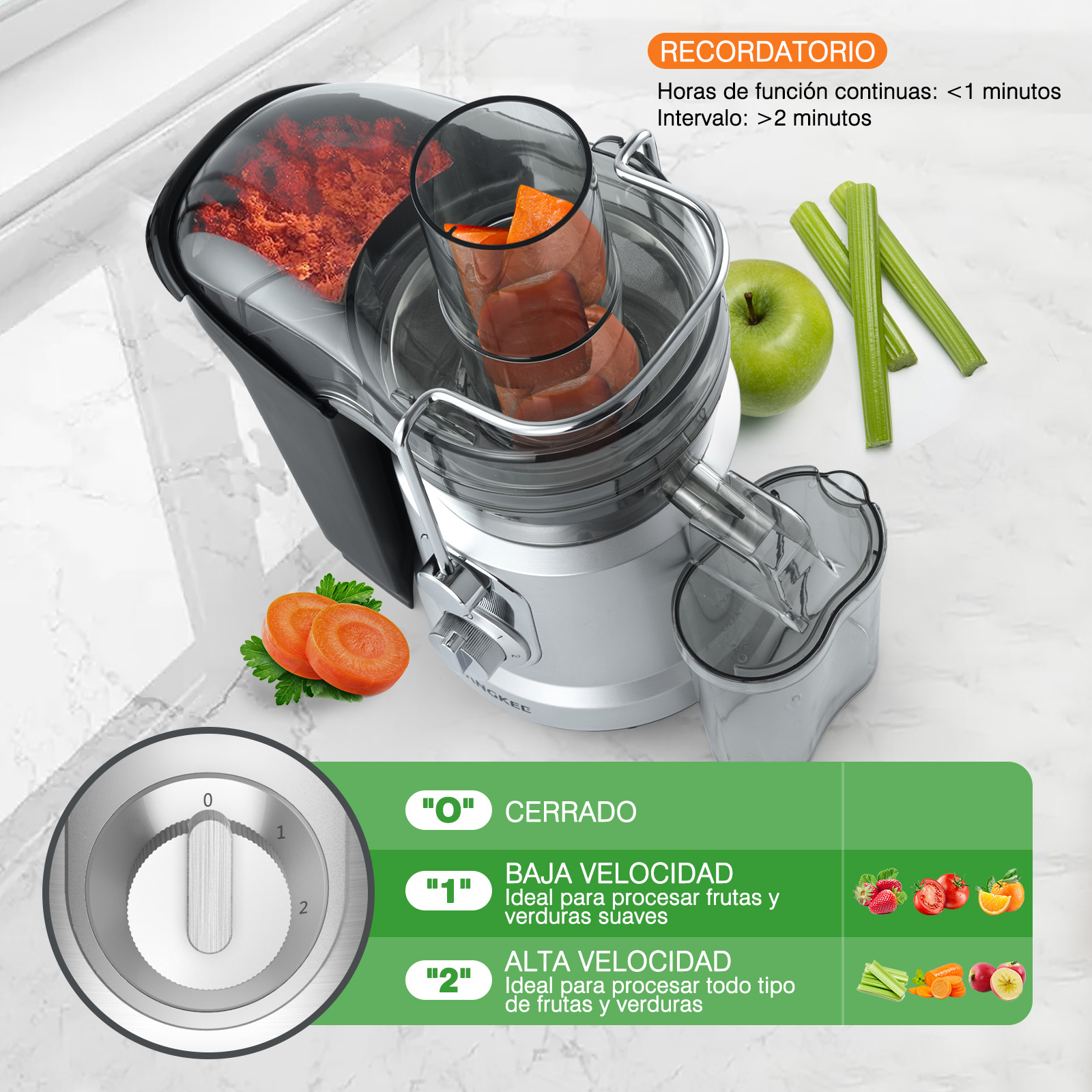 Foto 6 pulgar | Extractor de Jugo Sangkee K10163 Negro 1000w