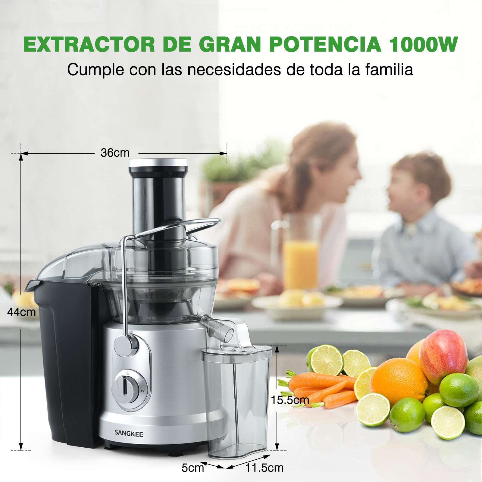 Foto 9 pulgar | Extractor de Jugo Sangkee K10163 Negro 1000w