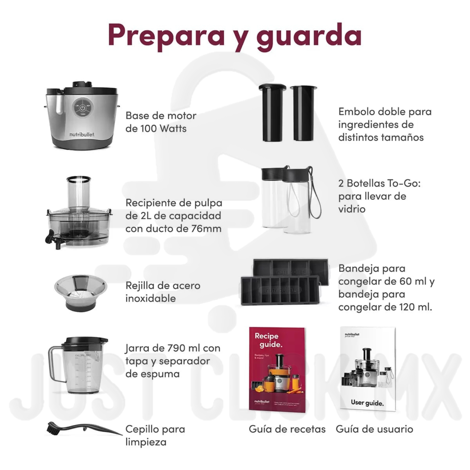 Foto 3 pulgar | Nutribullet Juicer Pro NBJ-200 Extractor de Jugos con Jarra Colador y 2 Vasos 1000W