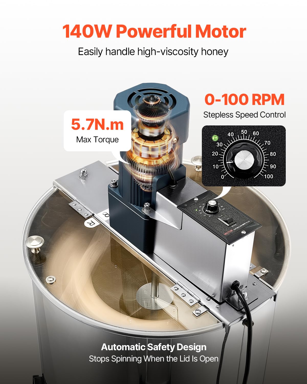 Foto 4 pulgar | Extractor Eléctrico De Miel Vevor 3 Frame Con Tapa Transparente - Venta Internacional.