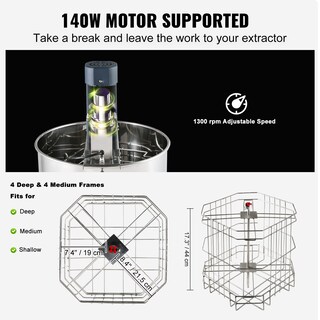 Foto 3 | Extractor Eléctrico De Miel Vevor 4/8 Con Marco De Acero Inoxidable - Venta Internacional.