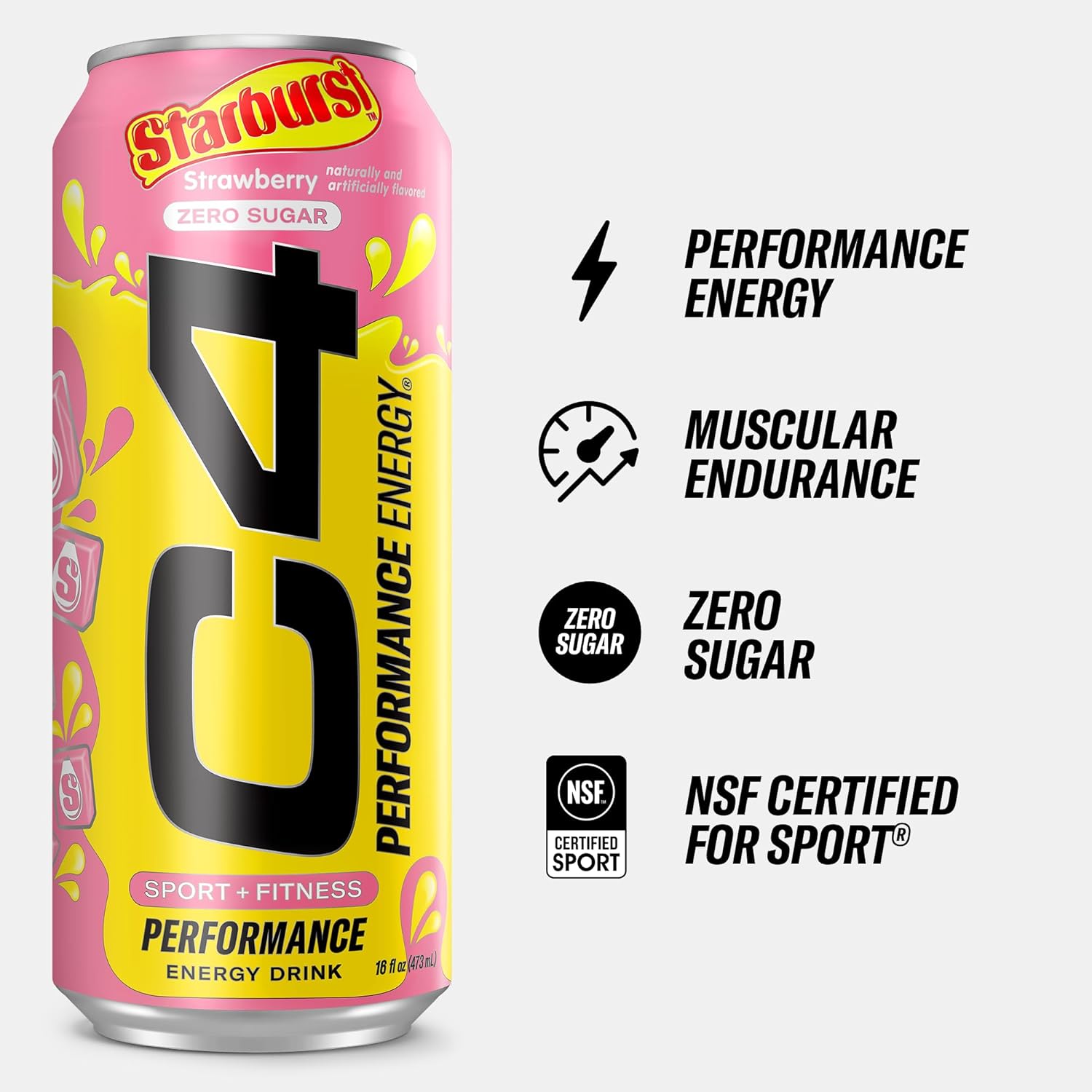 Foto 3 | C4 Energy Bebida Zero Azucar (12 Latas) Strawberry Starburst