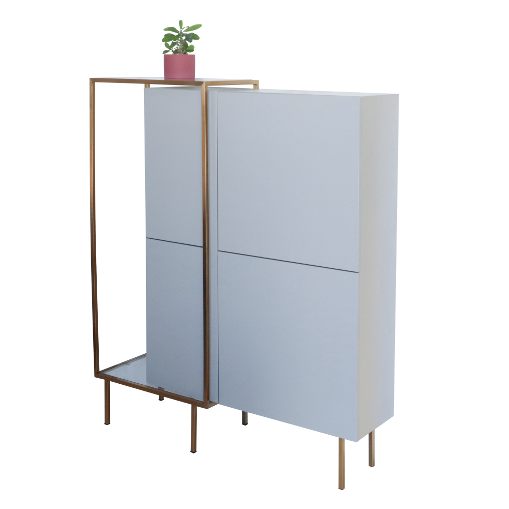 Credenza Bufetera Iliosinnova color Gris Minimalista con Estructura de Acero