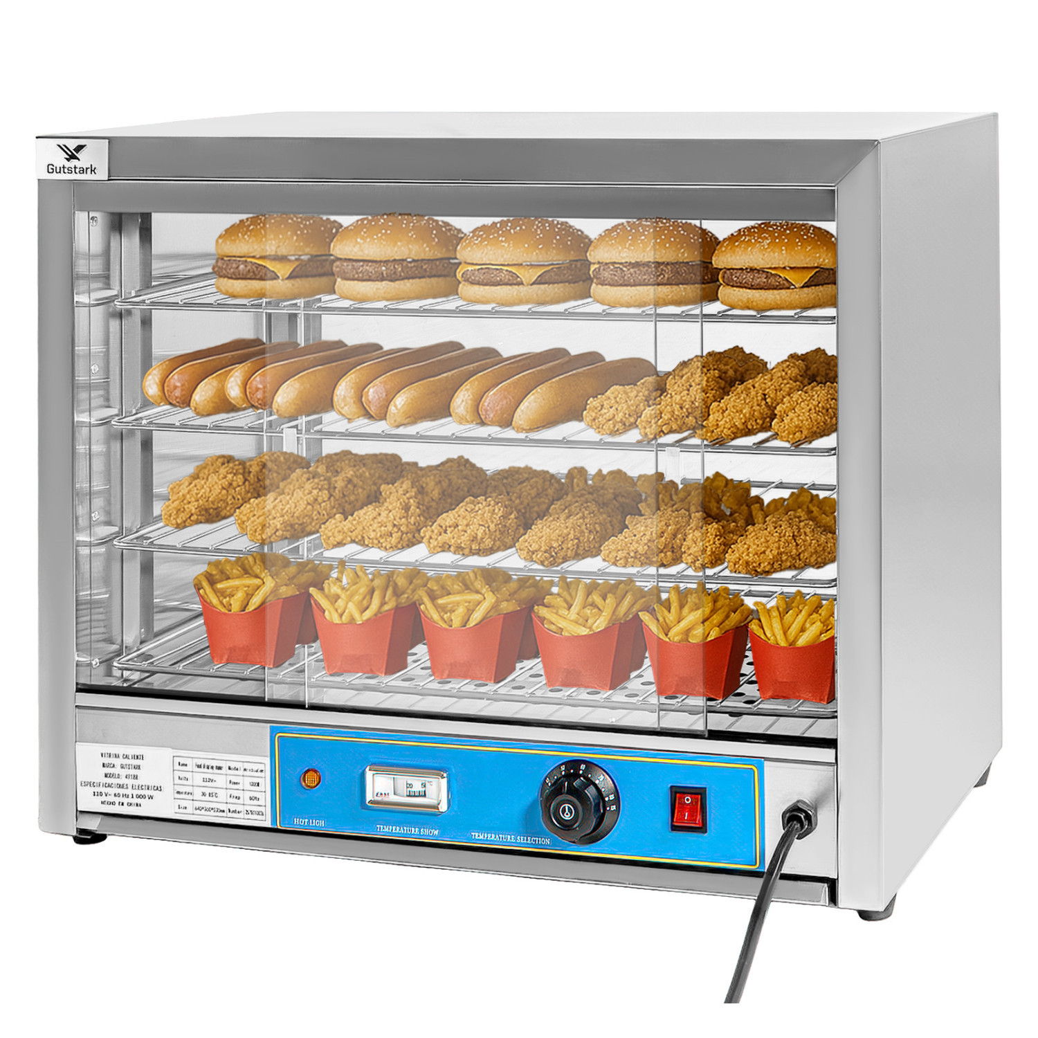 Vitrina Comercial Caliente Alimentos Gabinete Cristal 66l Gutstark Home