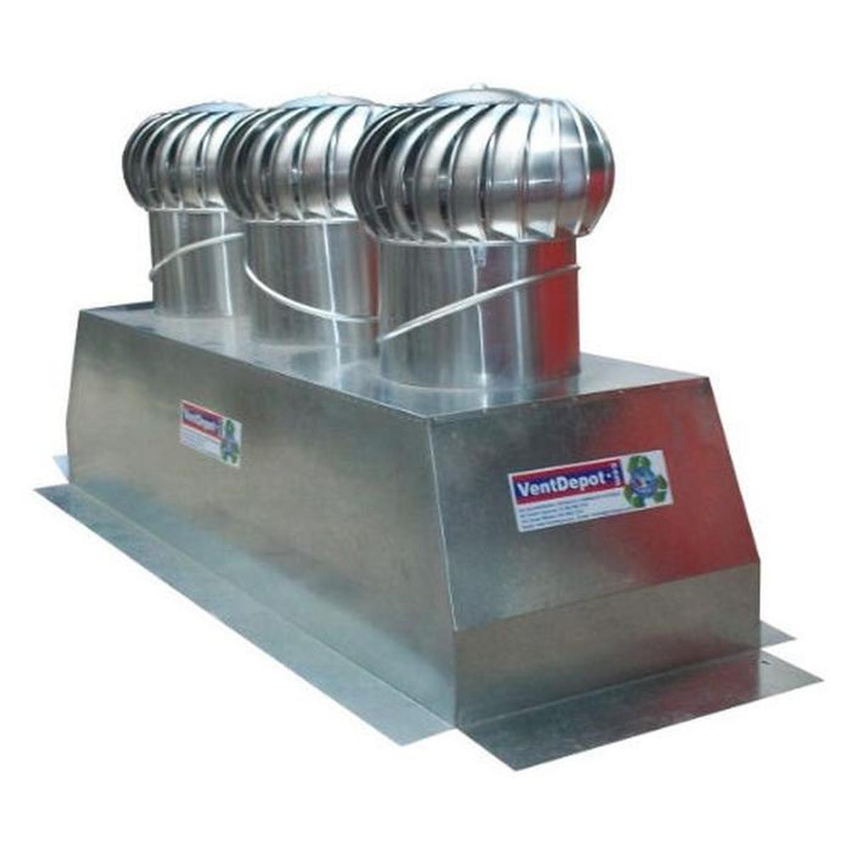 Extractores Lineales De Techo, Ventdepot, Mxtnt-006, 24x74'', 13500m3/hr, 3 Turbinas 17''ø Aluminio, Base Aluminio A
