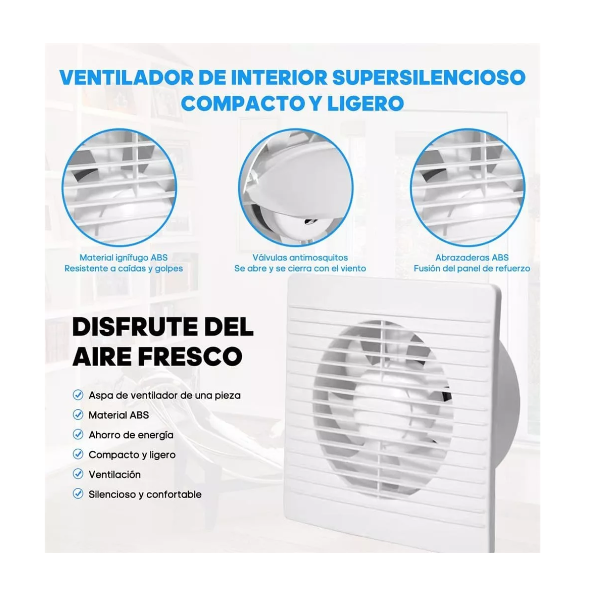 Foto 5 pulgar | Ventilador Extractor de Aire para Baño Cocina Silencioso 4'' Blanco