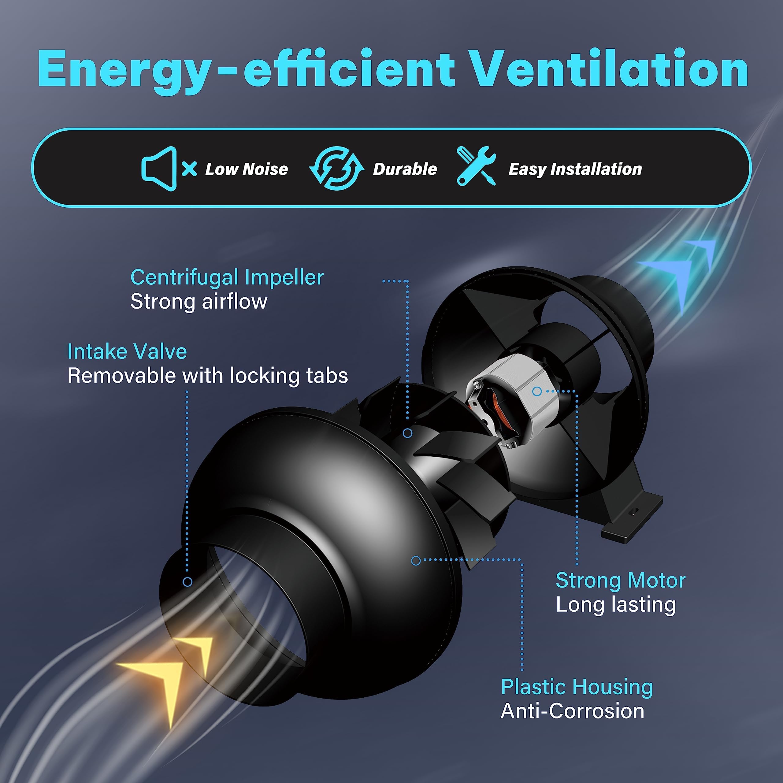Foto 3 pulgar | Ventilador De Escape En Línea Ipower, 4 Pulgadas, 195 Cfm, Ventilación De Aire Negro - Venta Internacional.