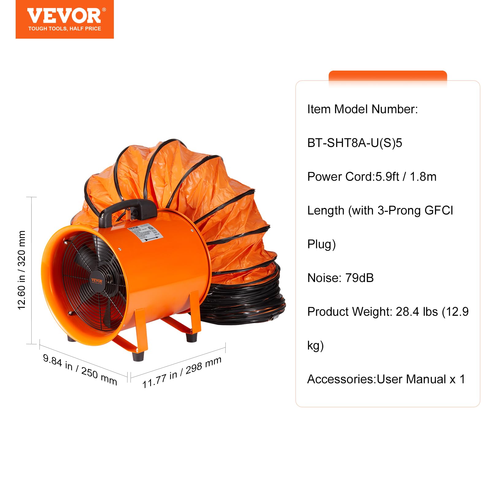 Foto 8 pulgar | Ventilador Portátil Industrial Vevor 1070cfm - Venta Internacional.