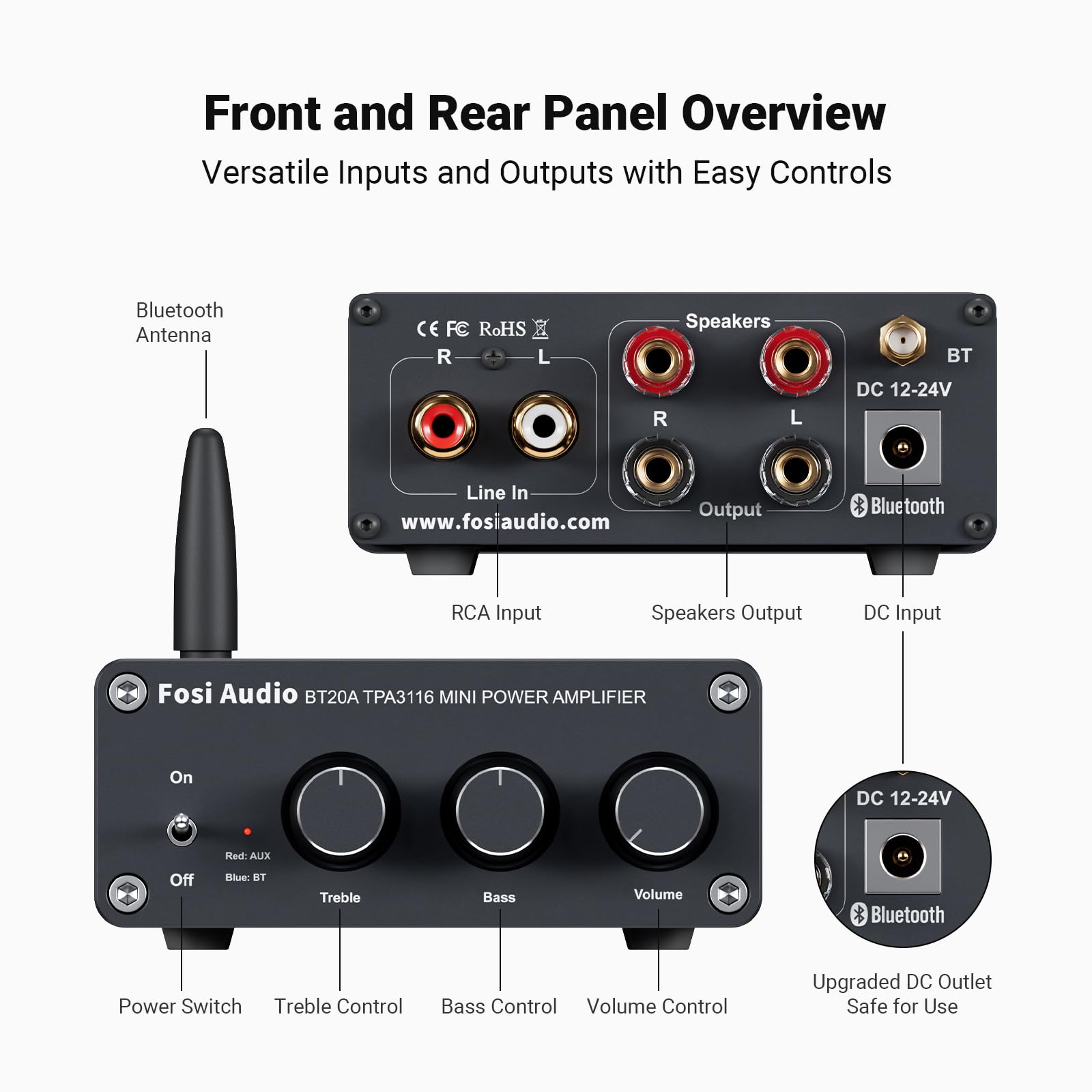 Foto 8 pulgar | Amplificador Fosi Audio Bt20a Bluetooth 5.0 2 Canales 100w X 2 - Venta Internacional
